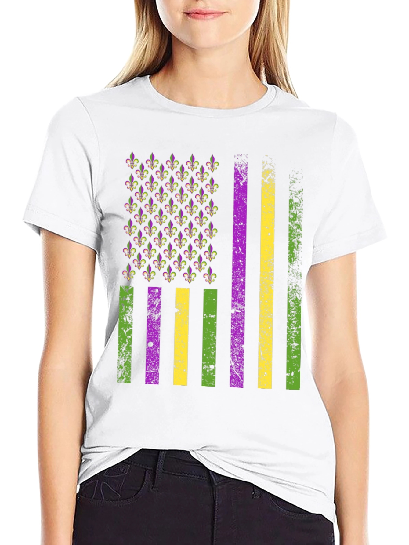Mardi Gras American Flag T-Shirt