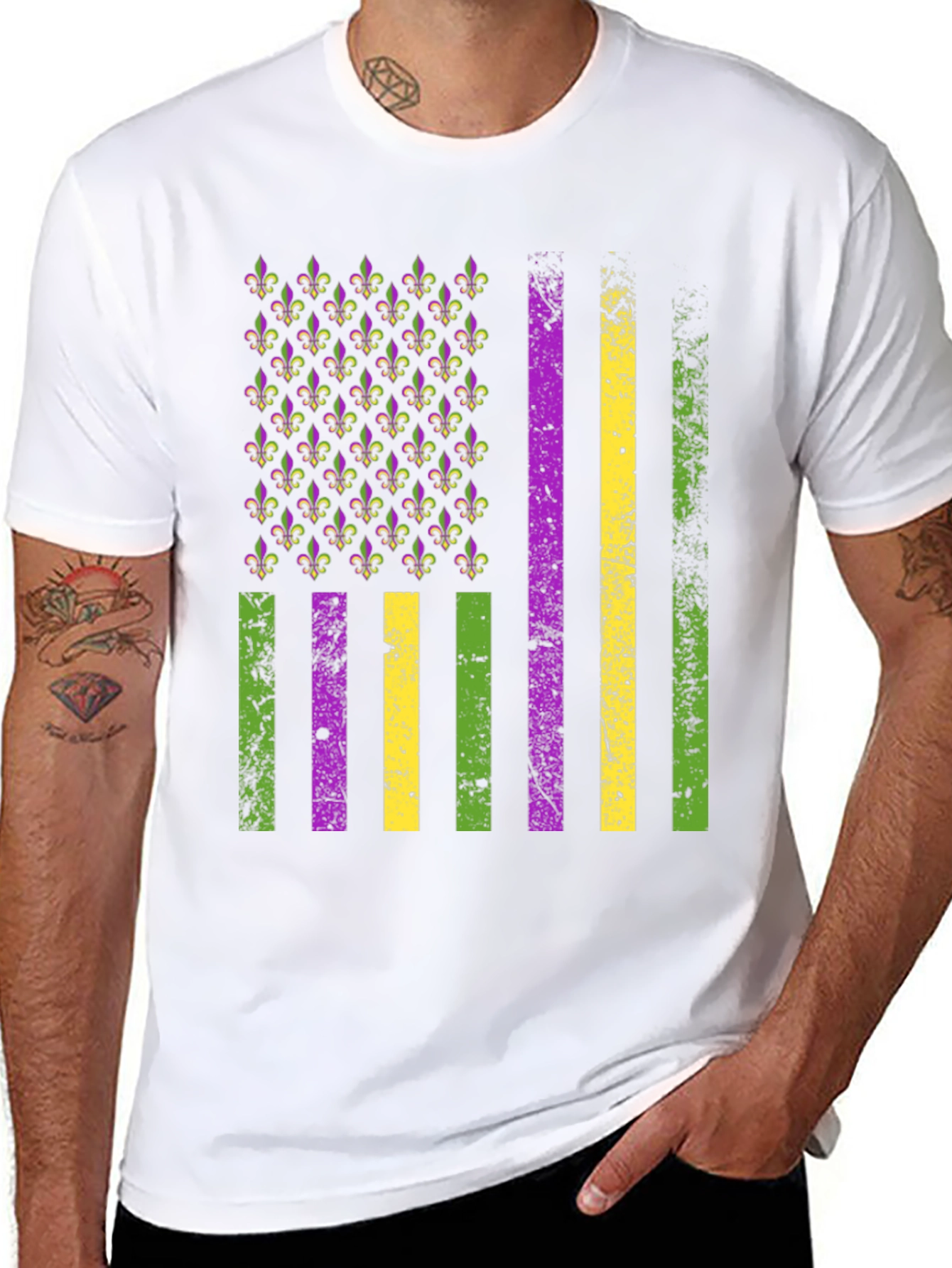 Mardi Gras American Flag T-Shirt