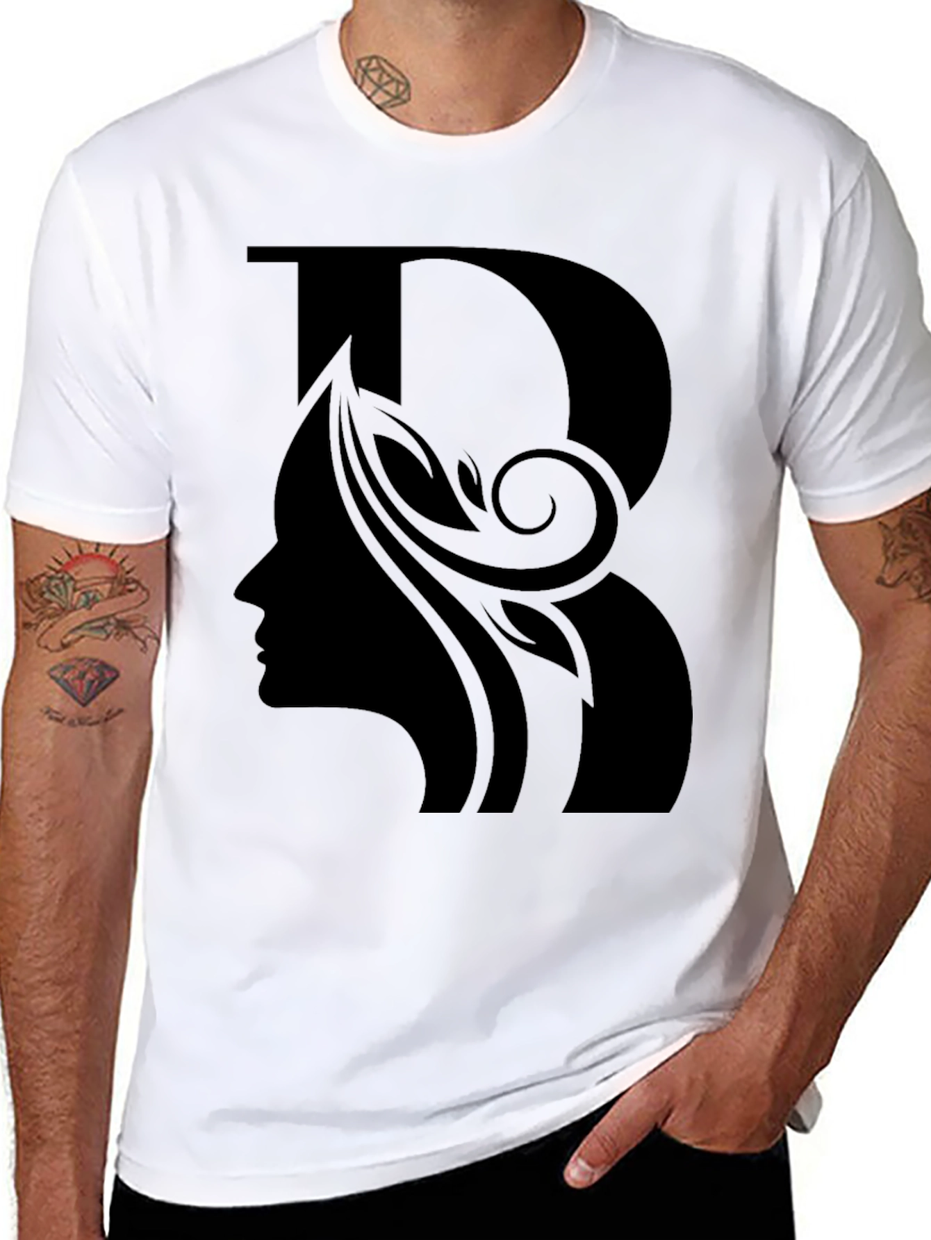 Elegant Black T-Shirt with Silhouette Design