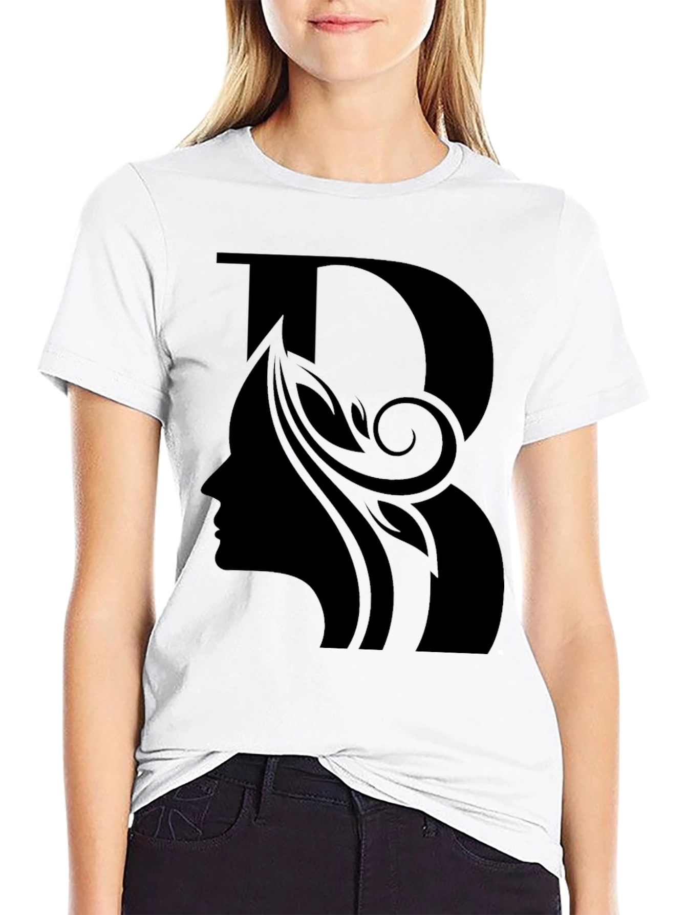 Elegant Black T-Shirt with Silhouette Design