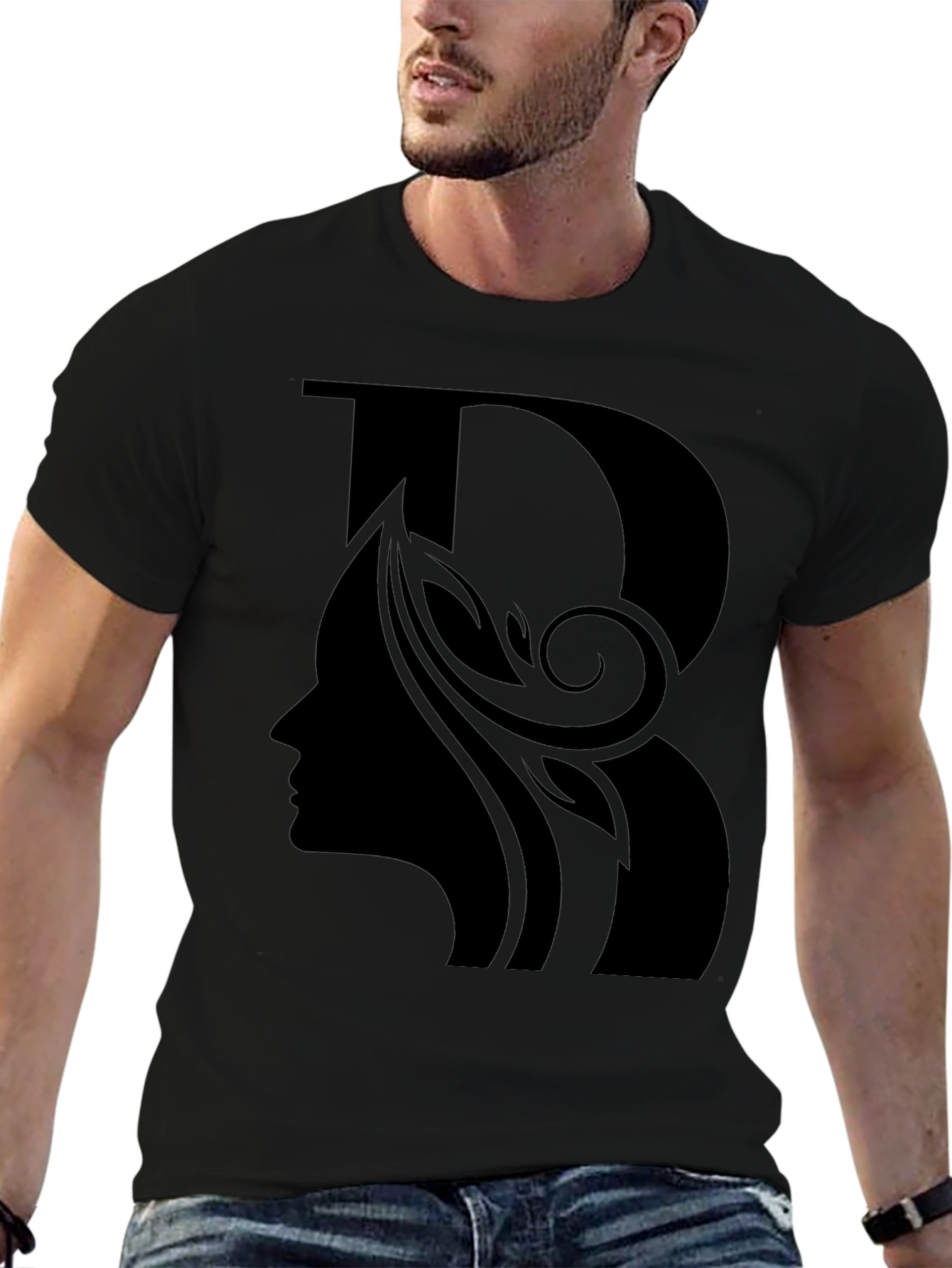 Elegant Black T-Shirt with Silhouette Design