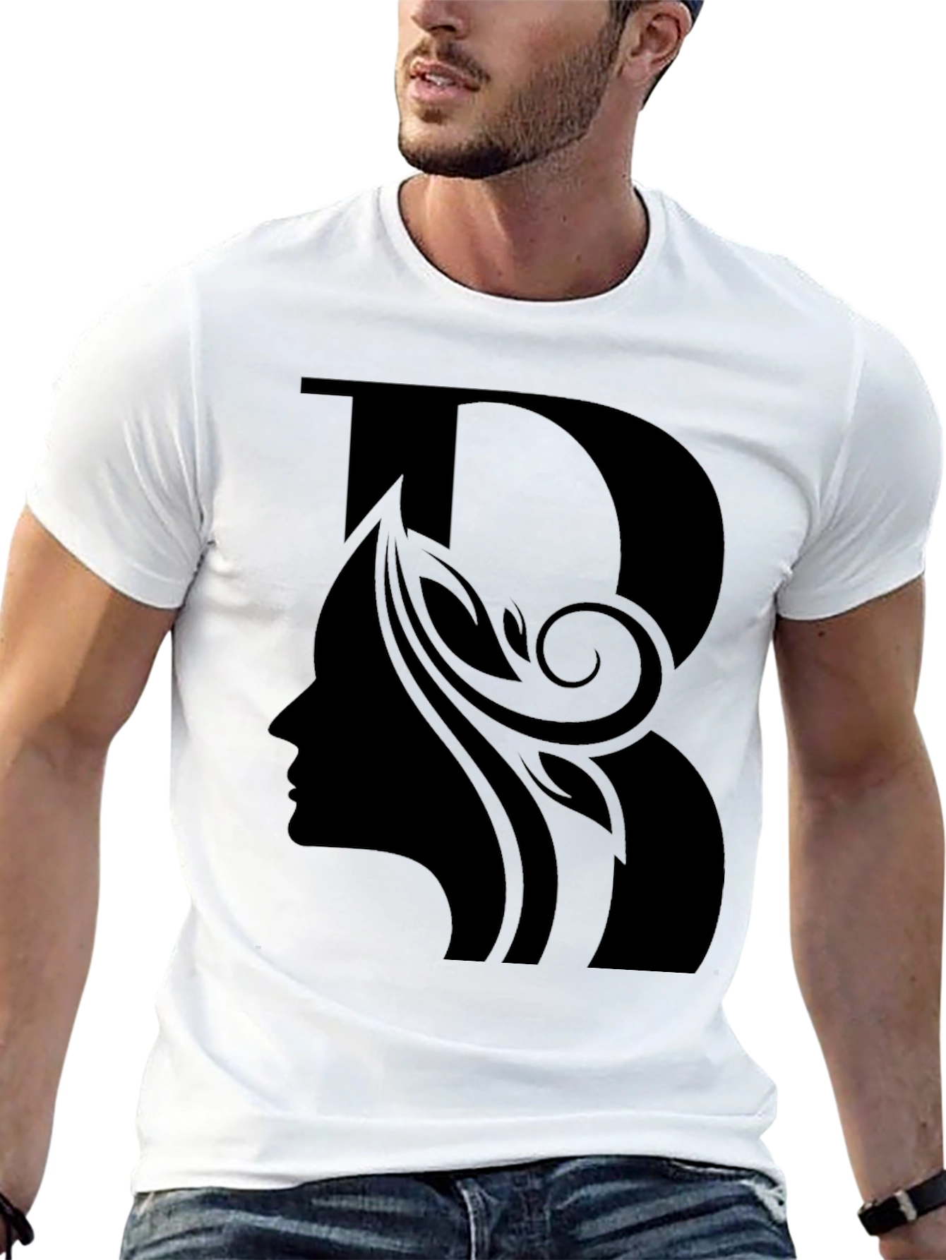 Elegant Black T-Shirt with Silhouette Design