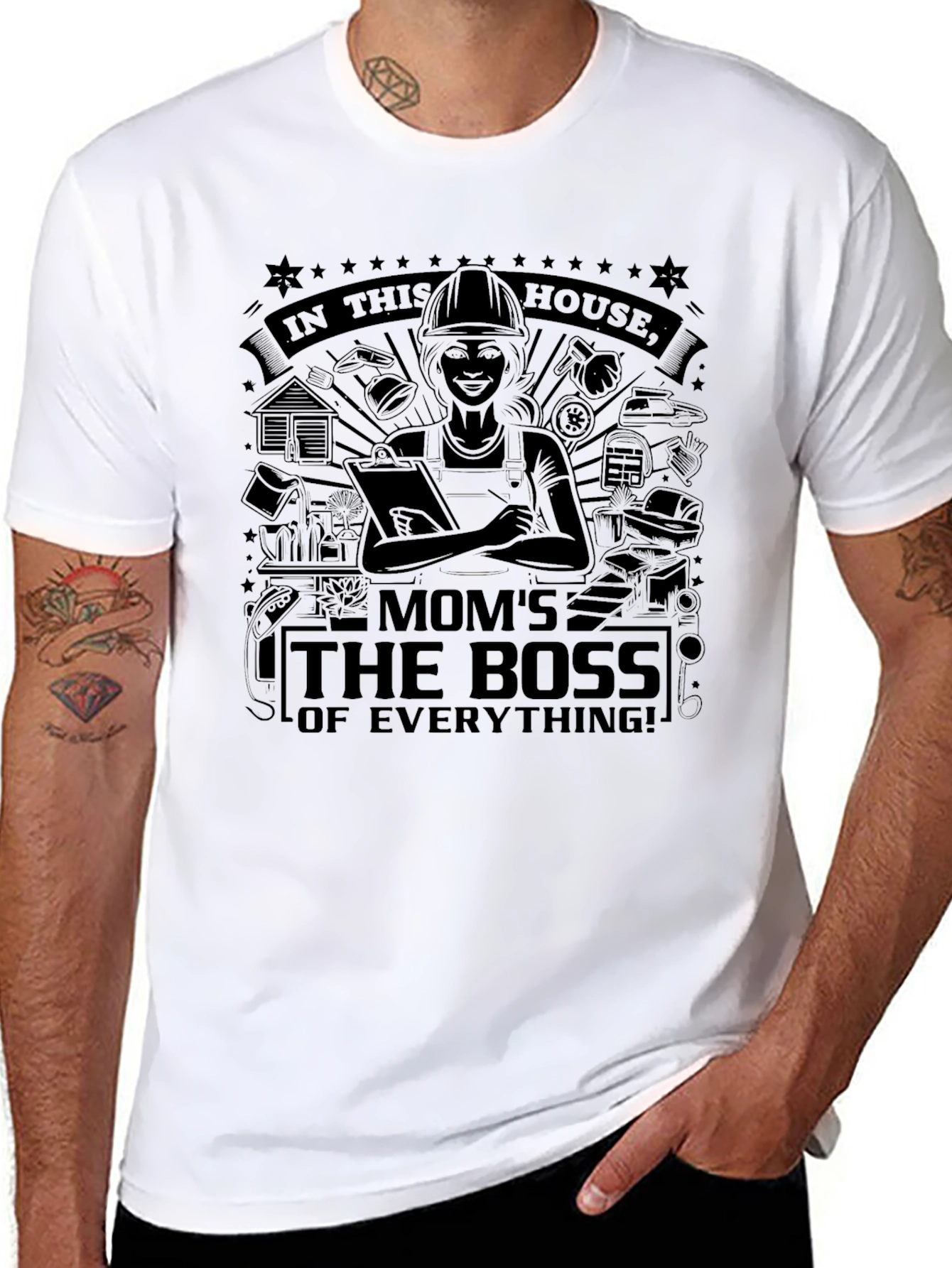 Moms the Boss T-Shirt - Black Graphic Tee