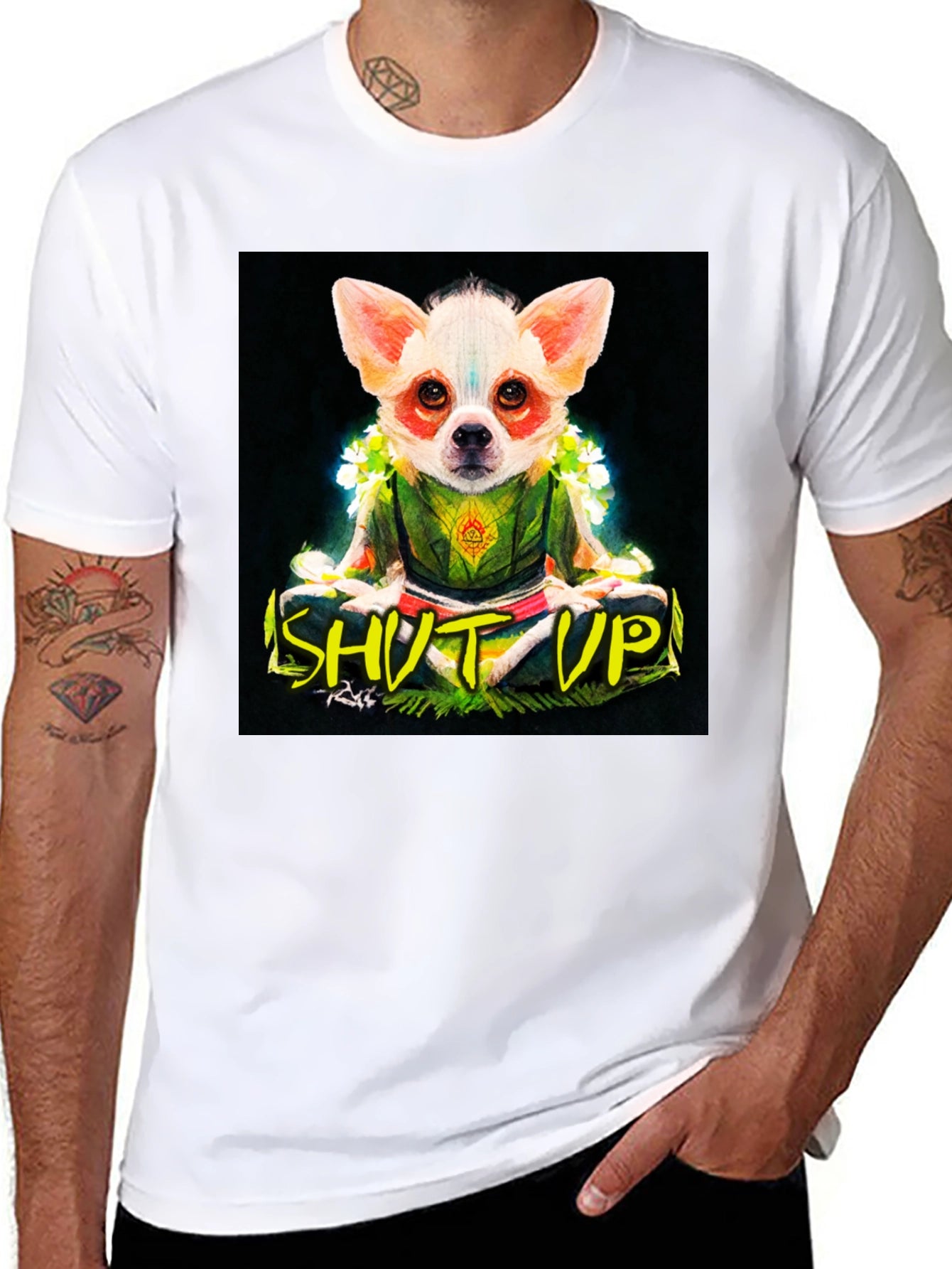 Zen Chihuahua Graphic Tee - Shut Up & Meditate