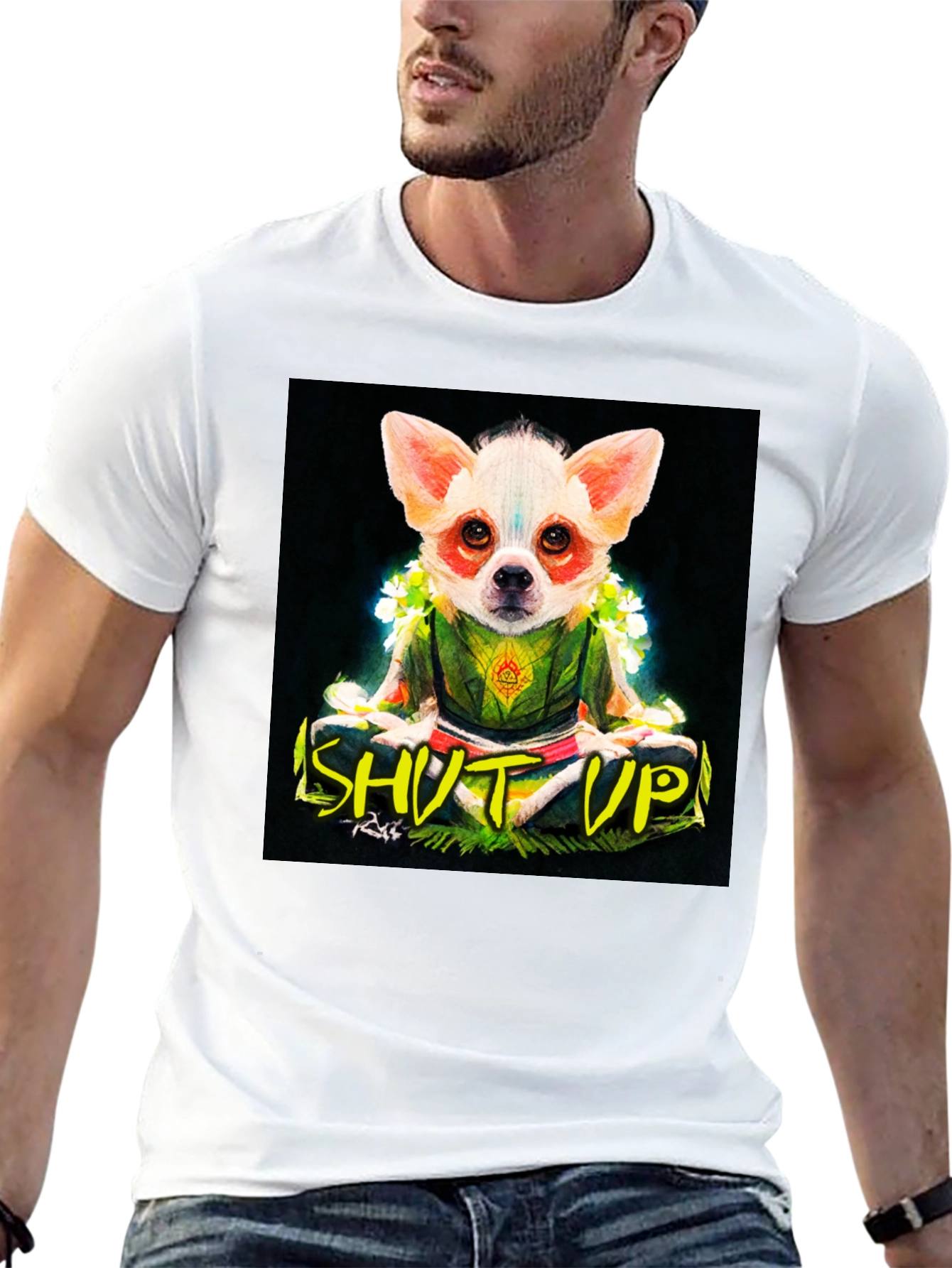 Zen Chihuahua Graphic Tee - Shut Up & Meditate