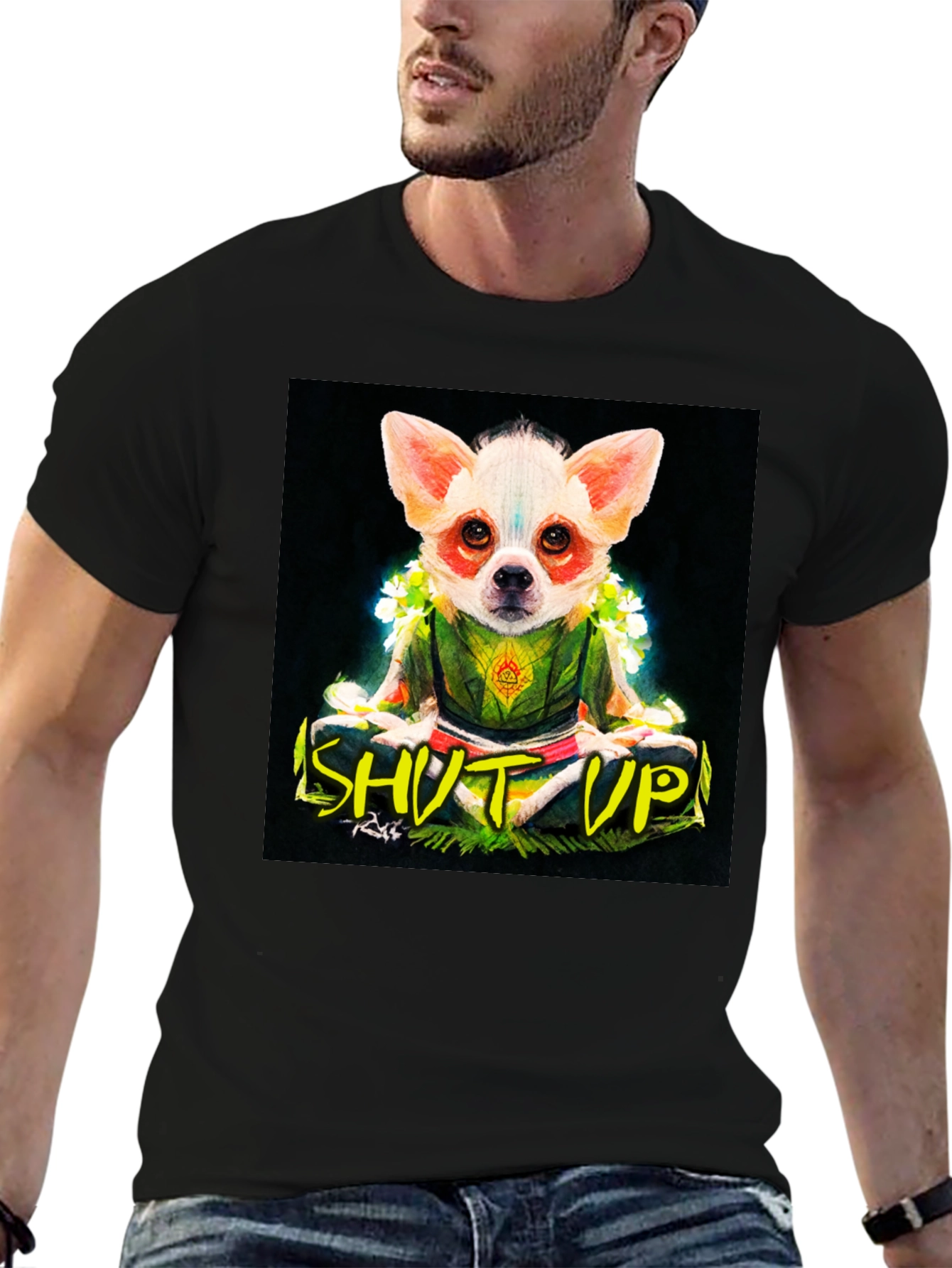Zen Chihuahua Graphic Tee - Shut Up & Meditate