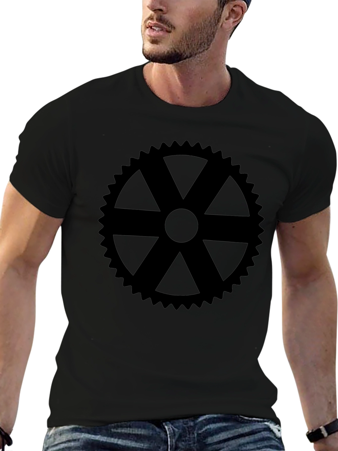 Black Gear Graphic Tee - Modern Style