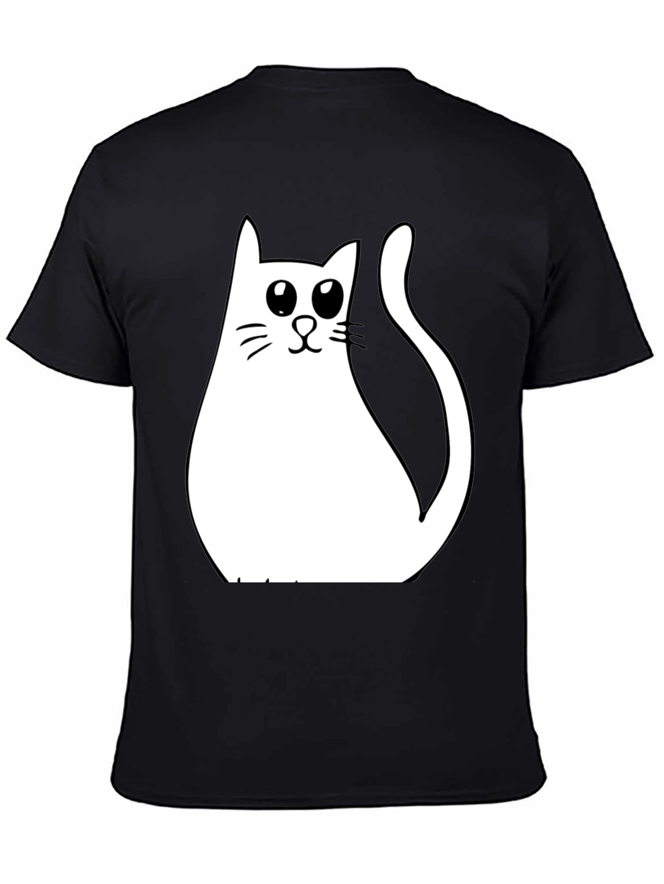 Cute Cat Graphic T-Shirt - Black Cotton Tee