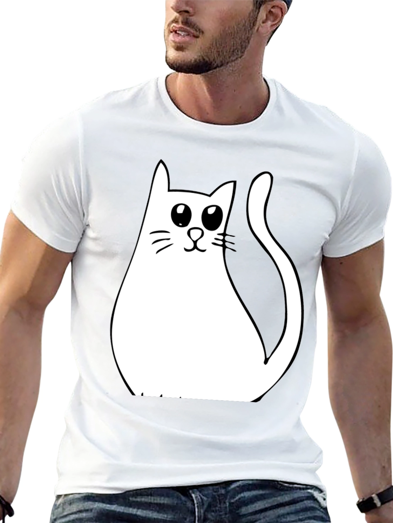 Cute Cat Graphic T-Shirt - Black Cotton Tee