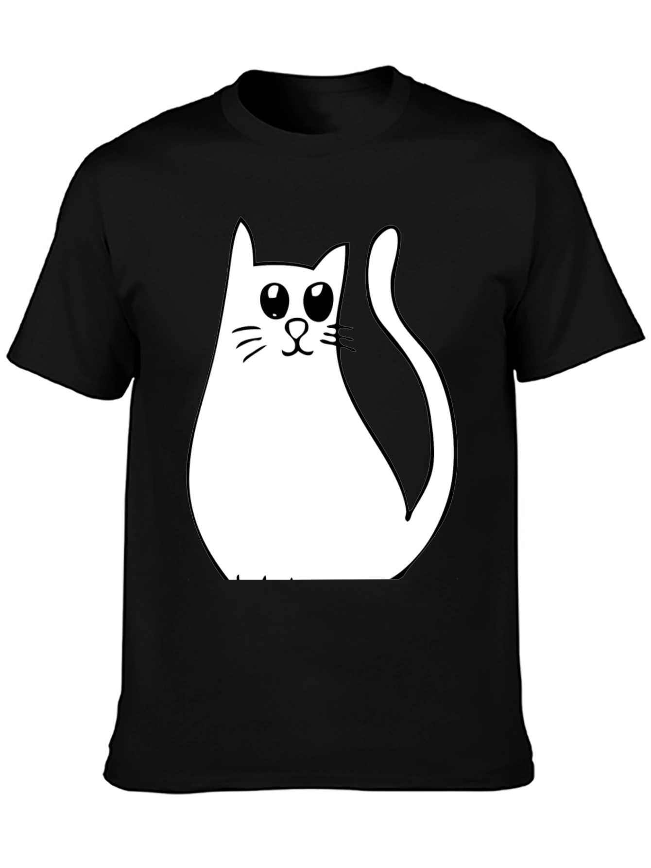 Cute Cat Graphic T-Shirt - Black Cotton Tee