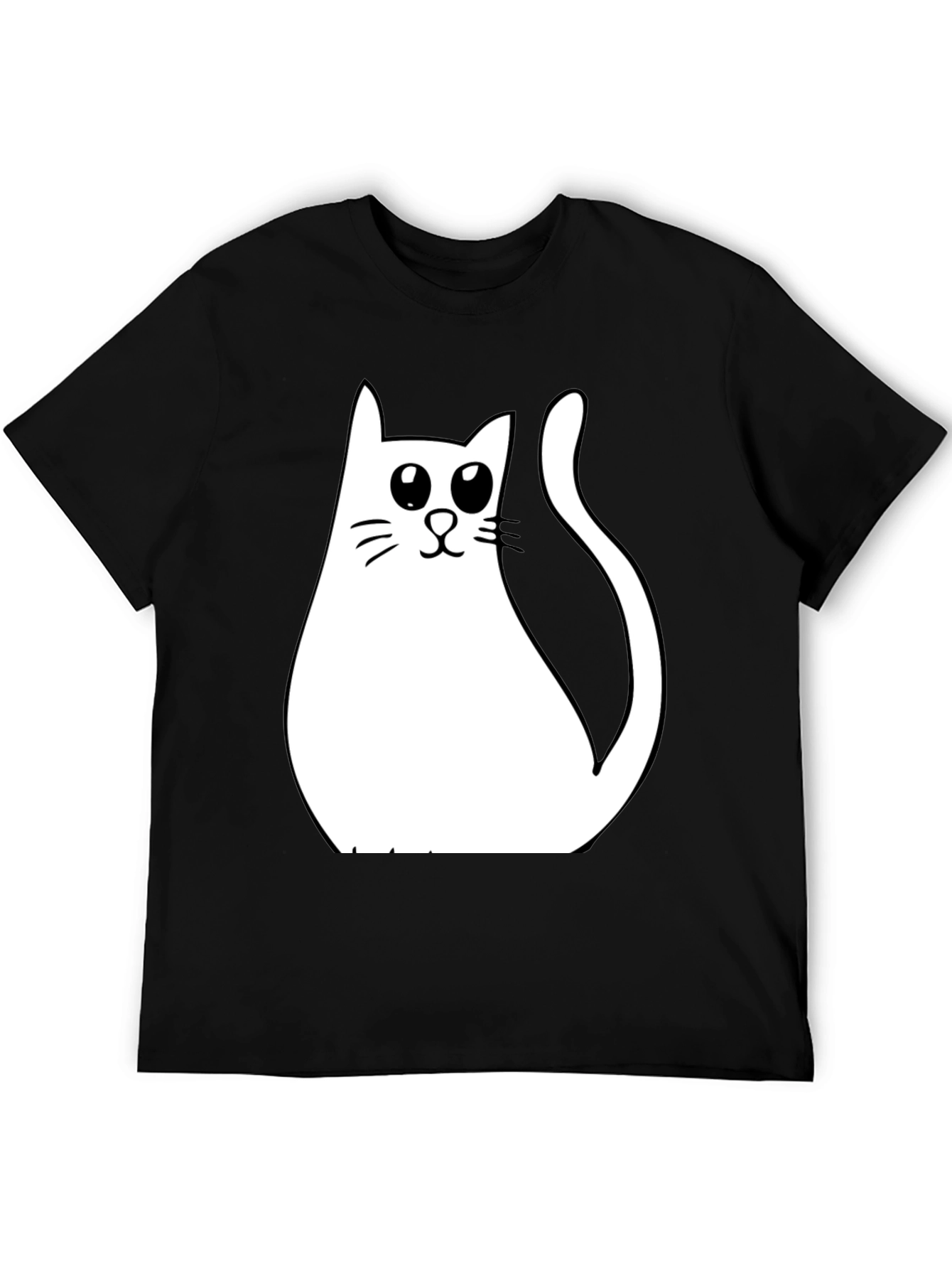 Cute Cat Graphic T-Shirt - Black Cotton Tee