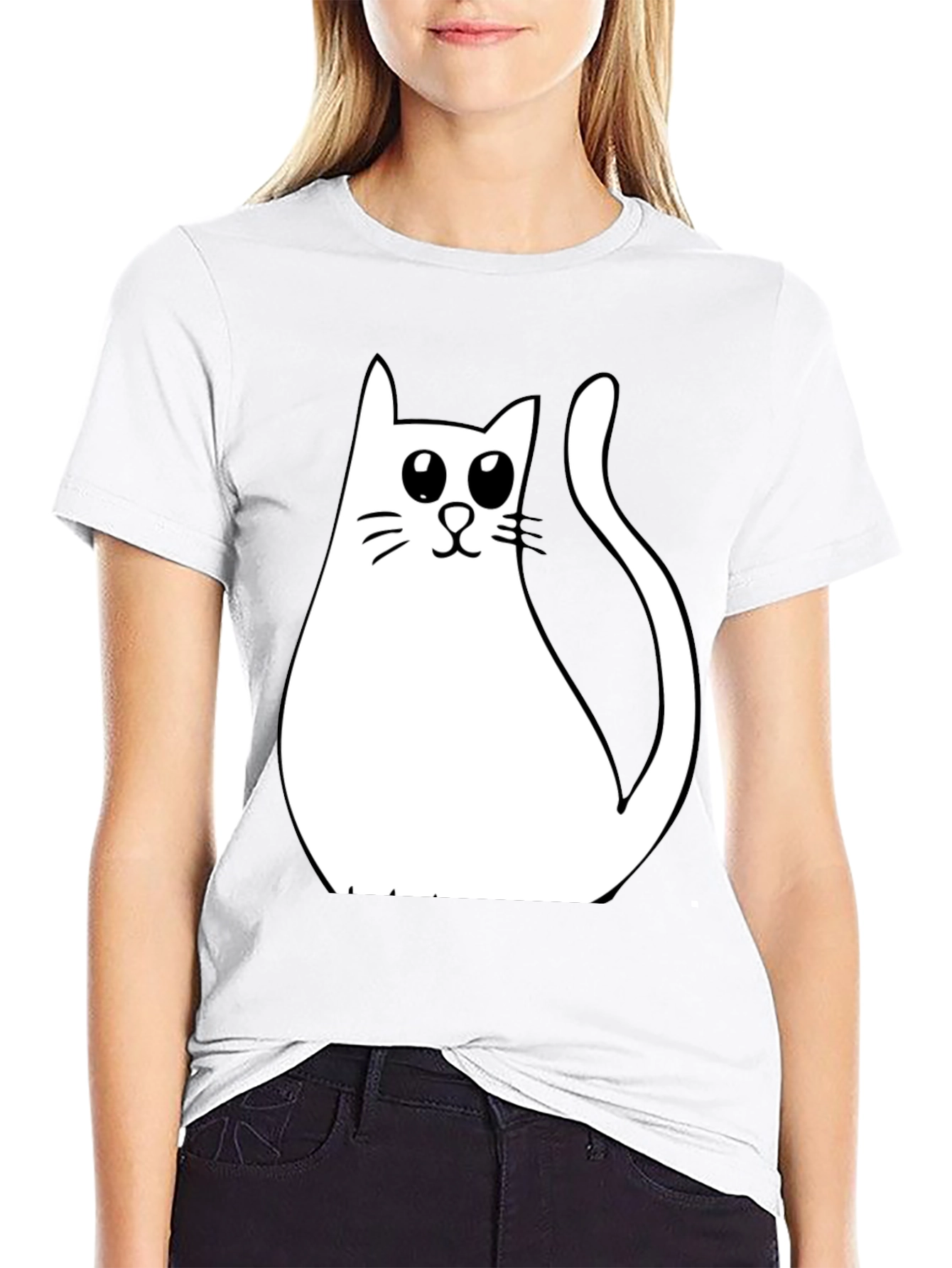 Cute Cat Graphic T-Shirt - Black Cotton Tee