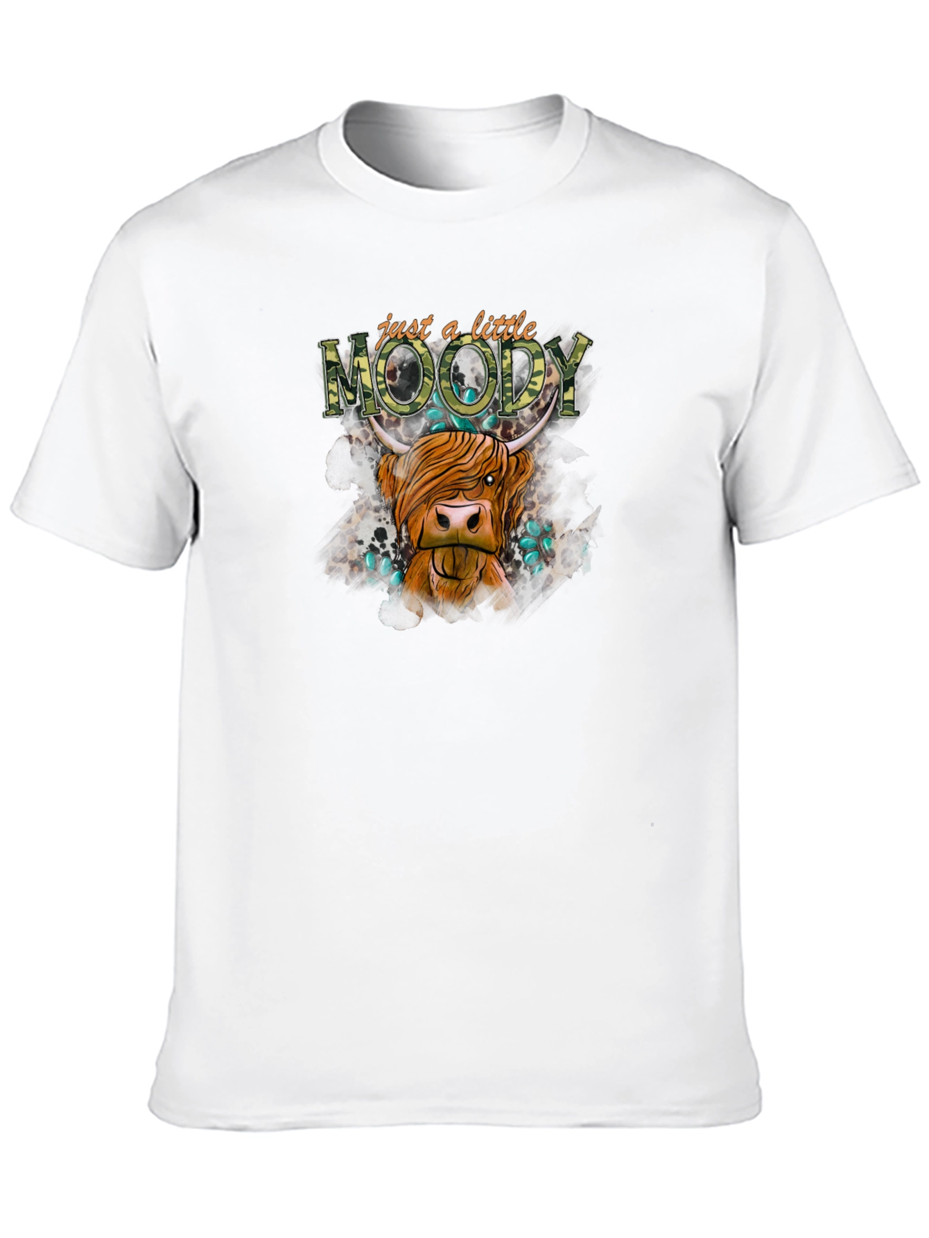 Just a Little Moody Highland Cow Graphic Tee