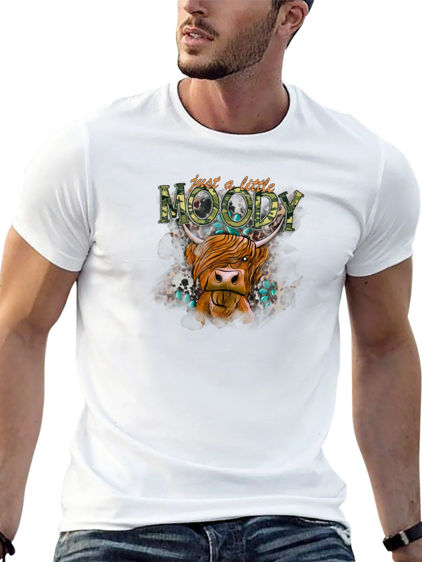 Just a Little Moody Highland Cow Graphic Tee