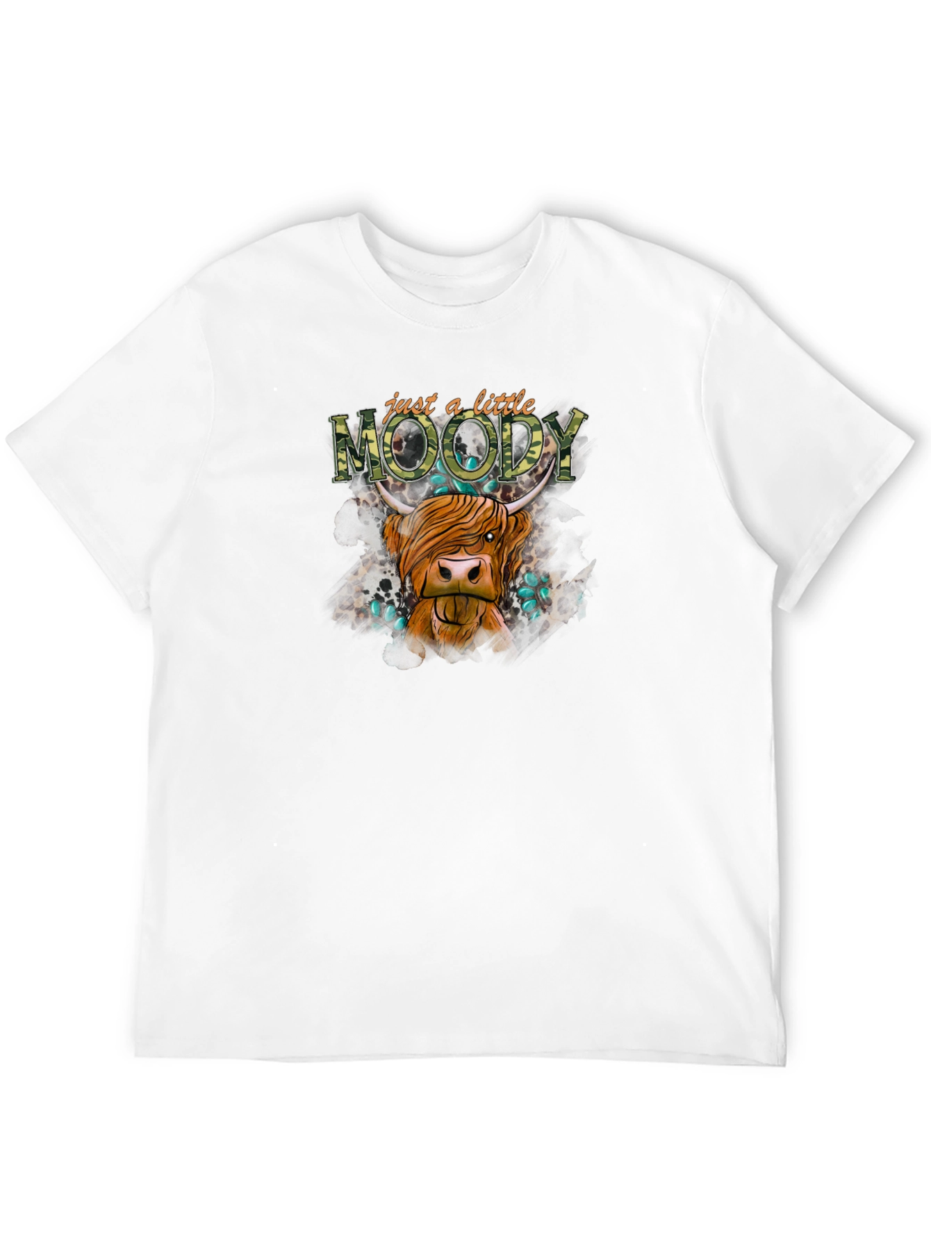 Just a Little Moody Highland Cow Graphic Tee