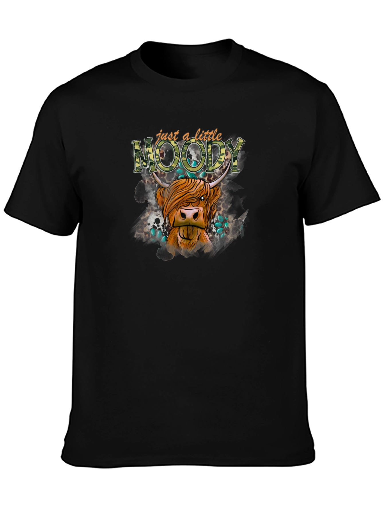 Just a Little Moody Highland Cow Graphic Tee