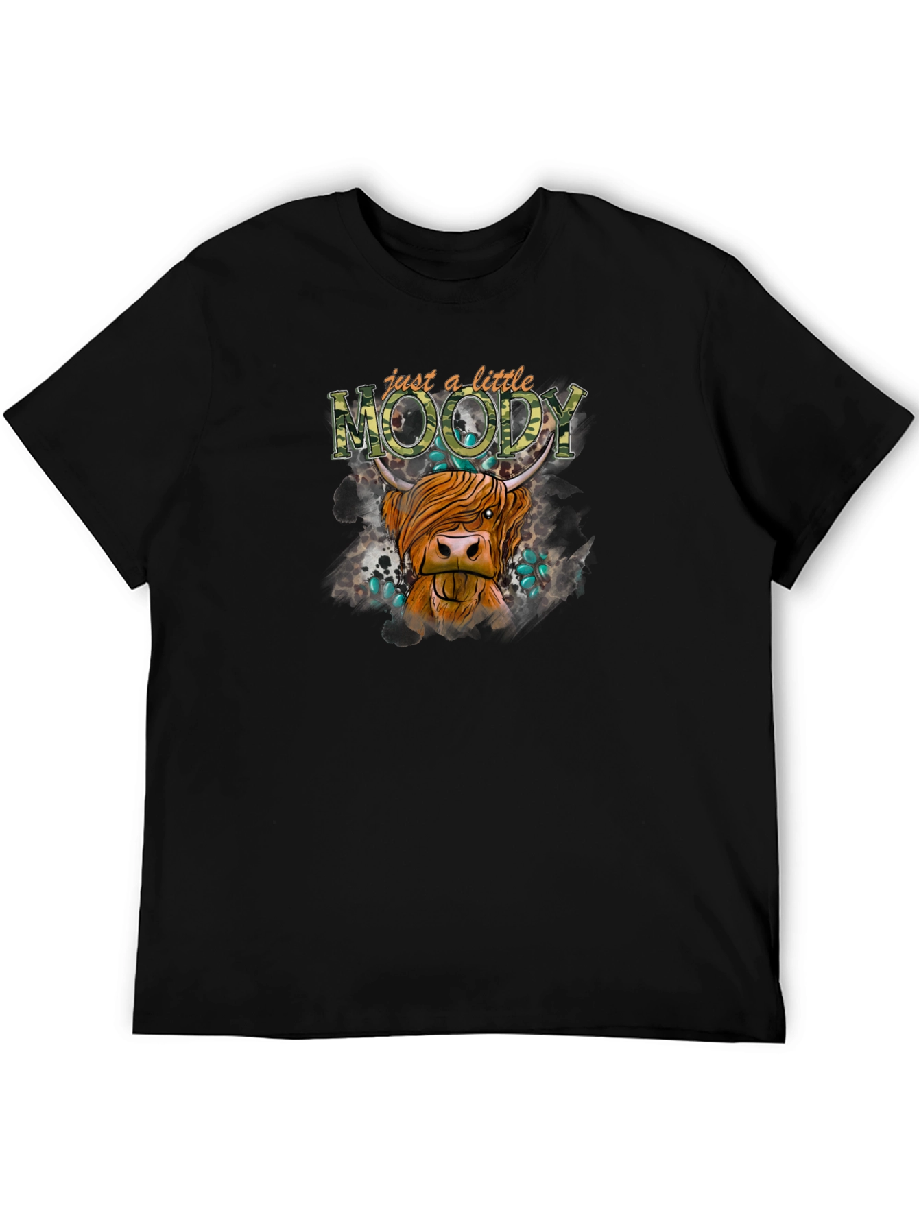 Just a Little Moody Highland Cow Graphic Tee