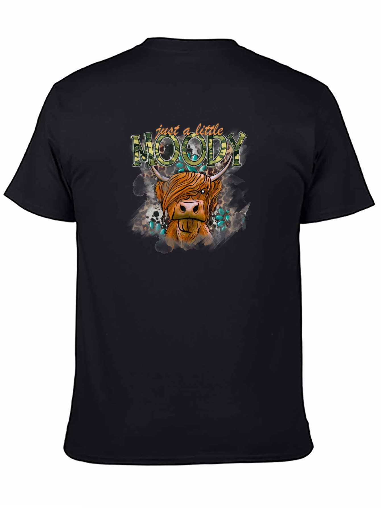 Just a Little Moody Highland Cow Graphic Tee