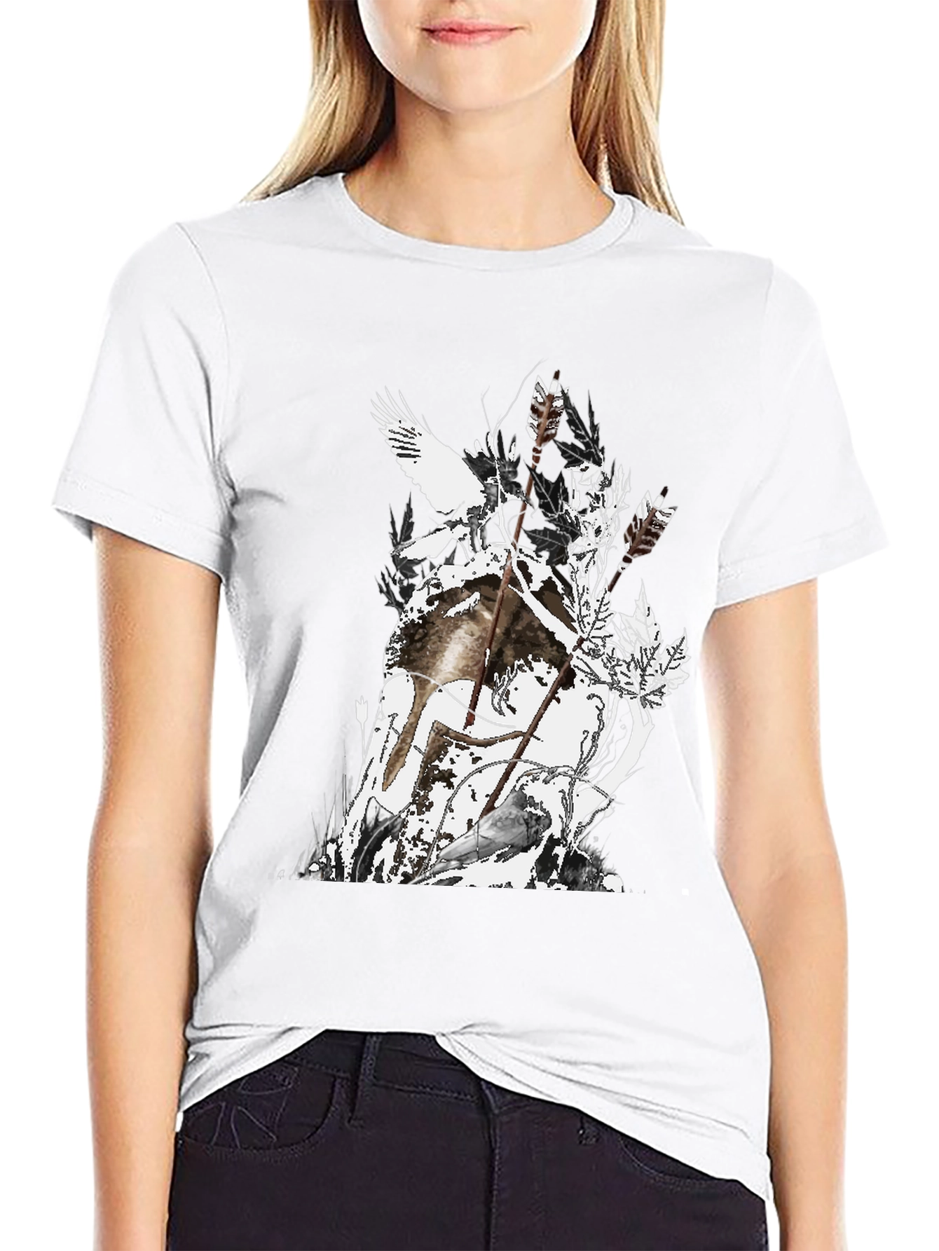 Mens Black Graphic Tee - Nature Inspired Design