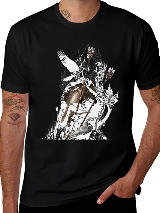 Mens Black Graphic Tee - Nature Inspired Design