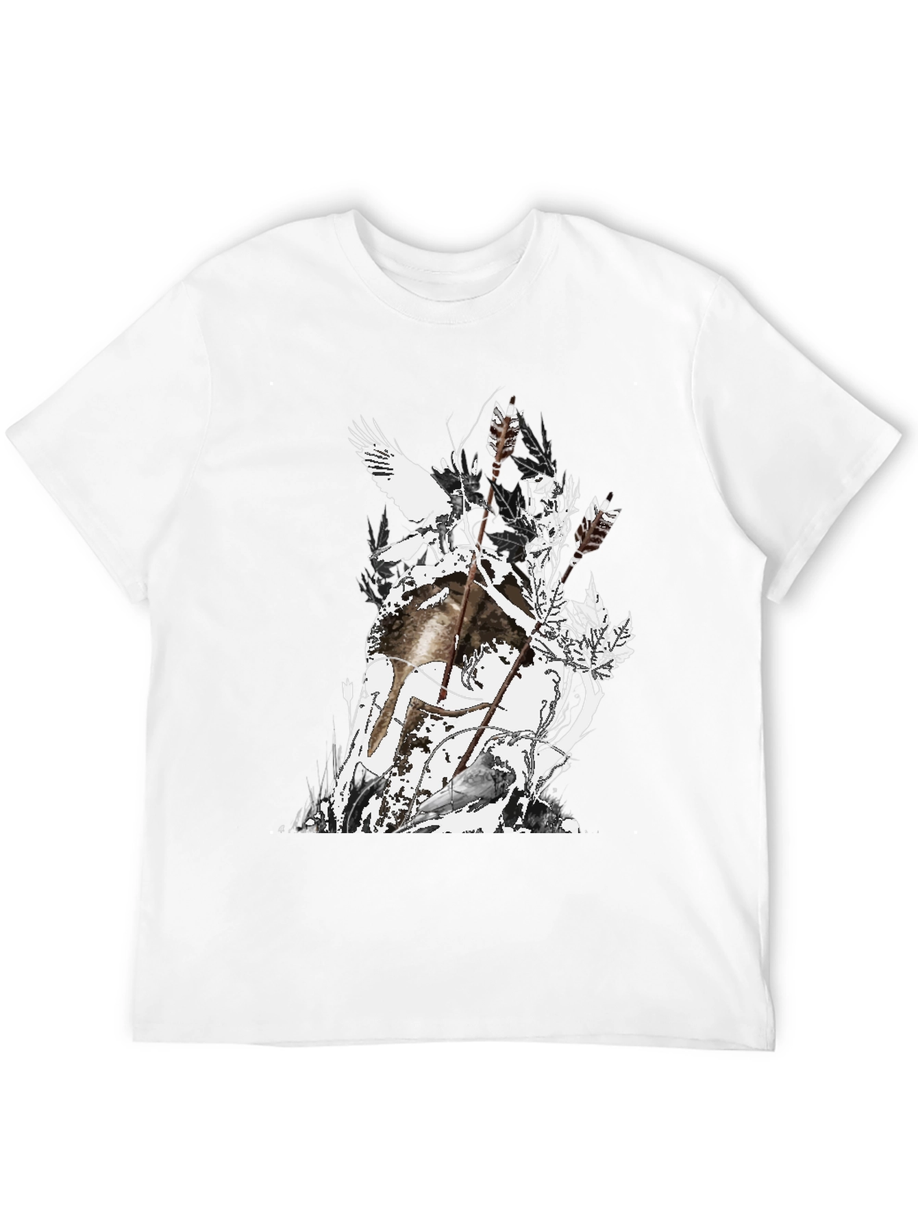 Mens Black Graphic Tee - Nature Inspired Design