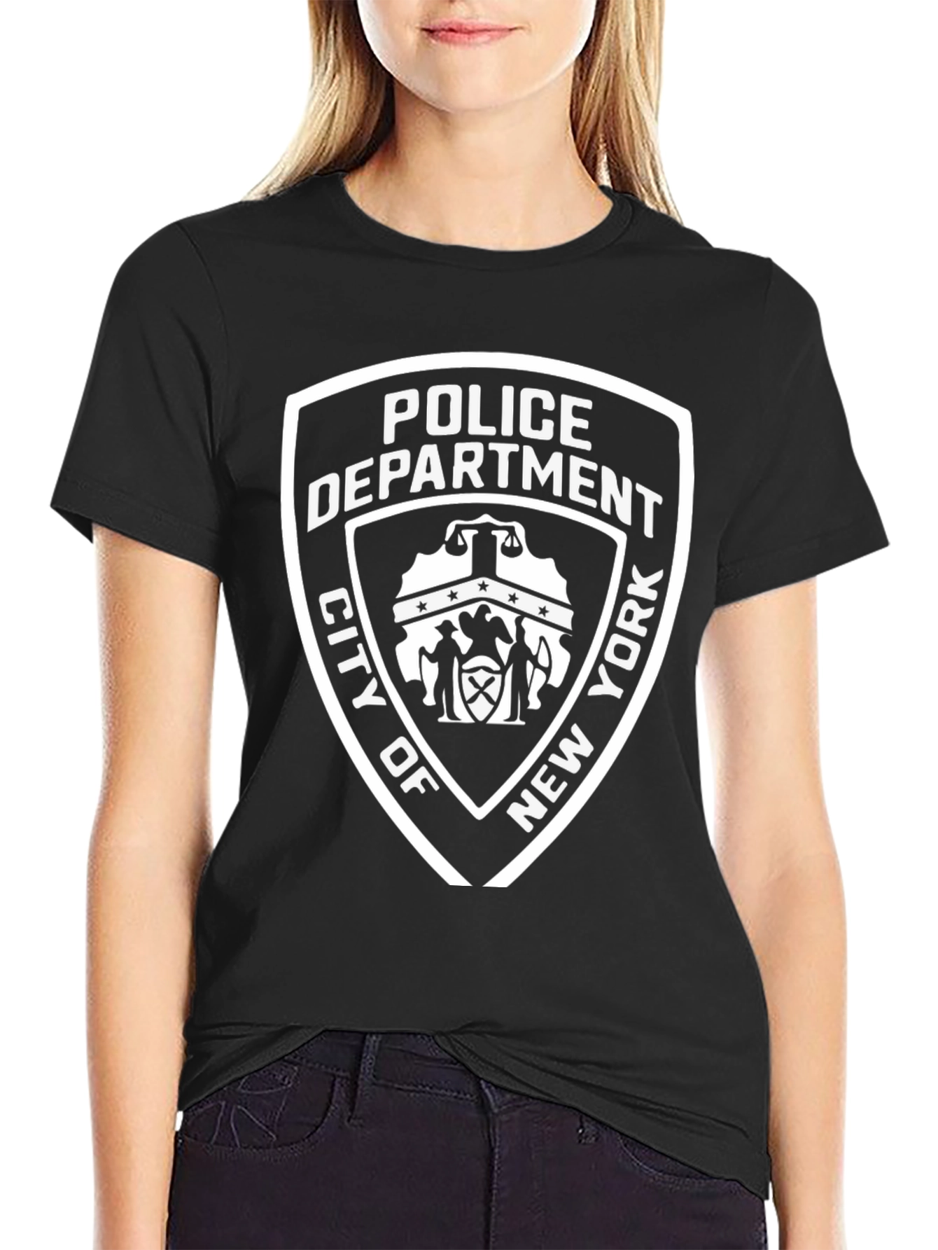 NYPD Police Department T-Shirt Black Cotton