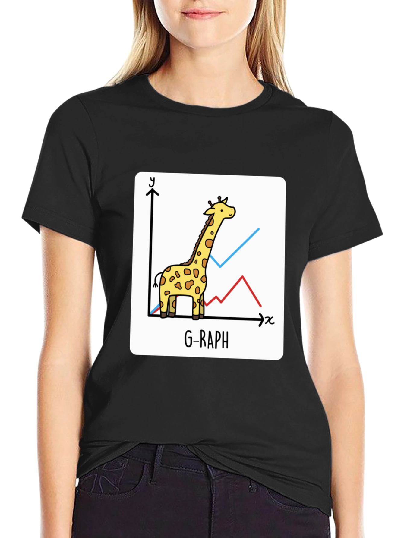 G-Raph Giraffe Math Pun Black T-Shirt