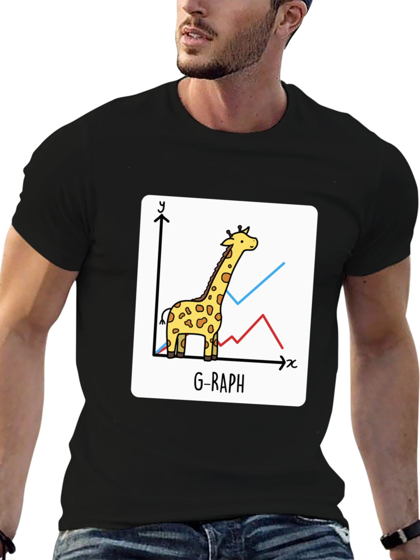 G-Raph Giraffe Math Pun Black T-Shirt