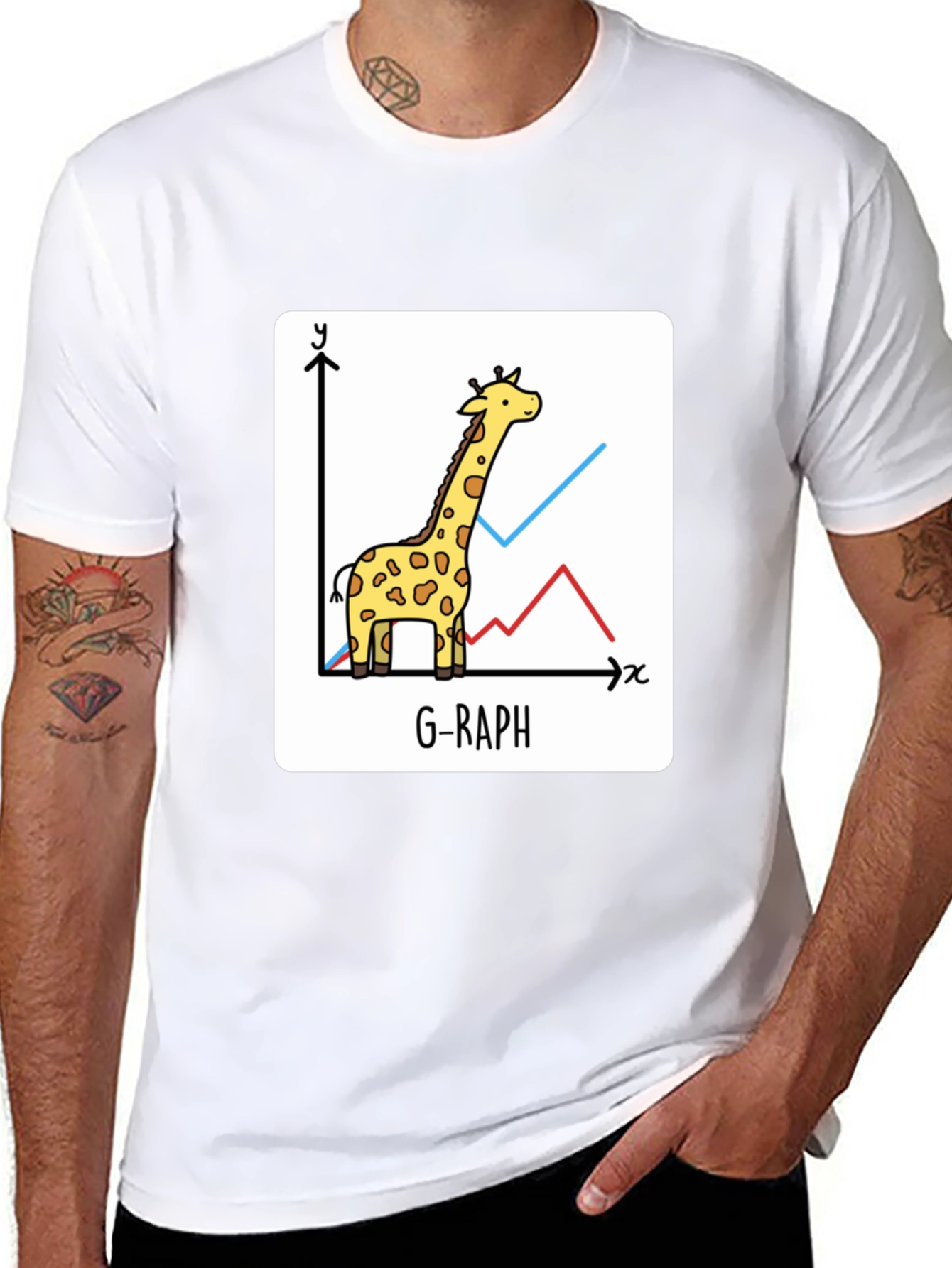 G-Raph Giraffe Math Pun Black T-Shirt