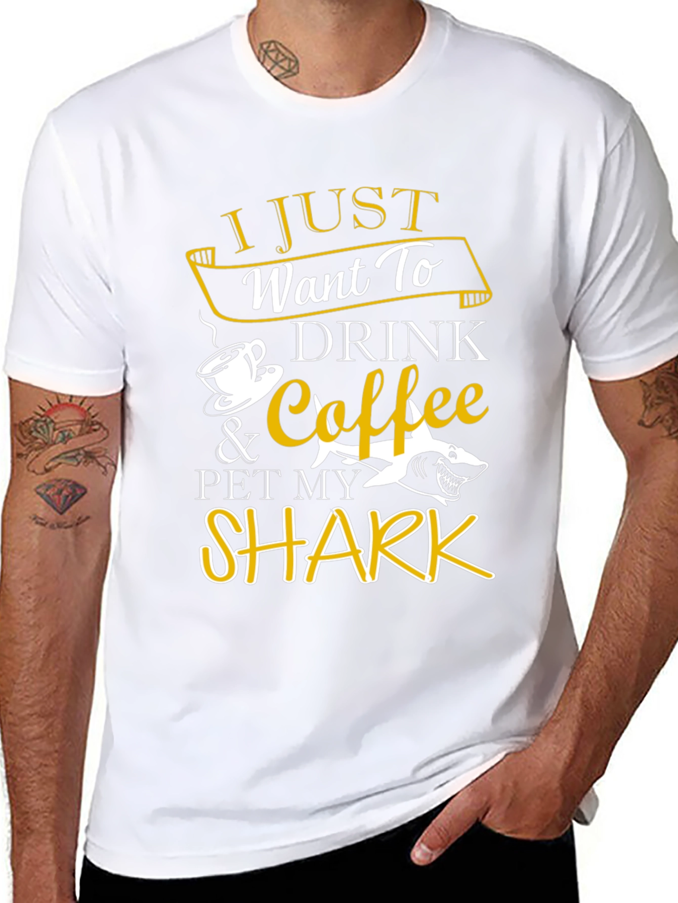 Drink Coffee Pet Shark T-Shirt