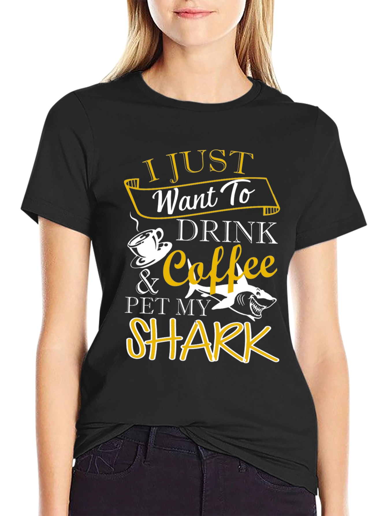 Drink Coffee Pet Shark T-Shirt