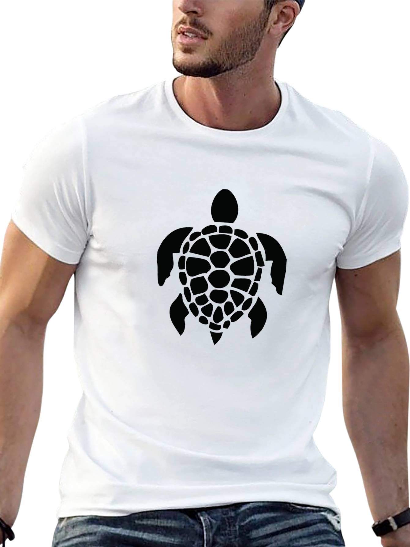 Mens Black Turtle Graphic T-Shirt