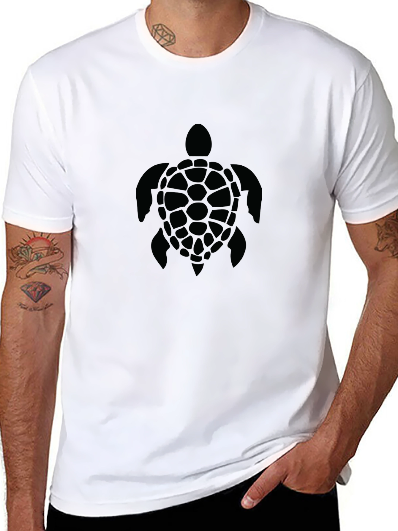 Mens Black Turtle Graphic T-Shirt
