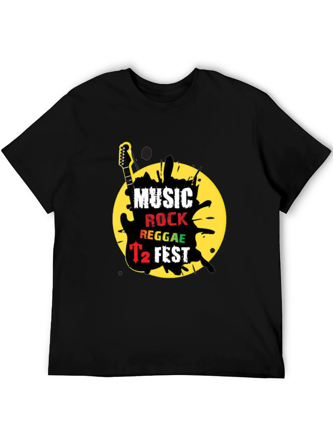 Music Rock Reggae T2 Fest Black Graphic T-Shirt