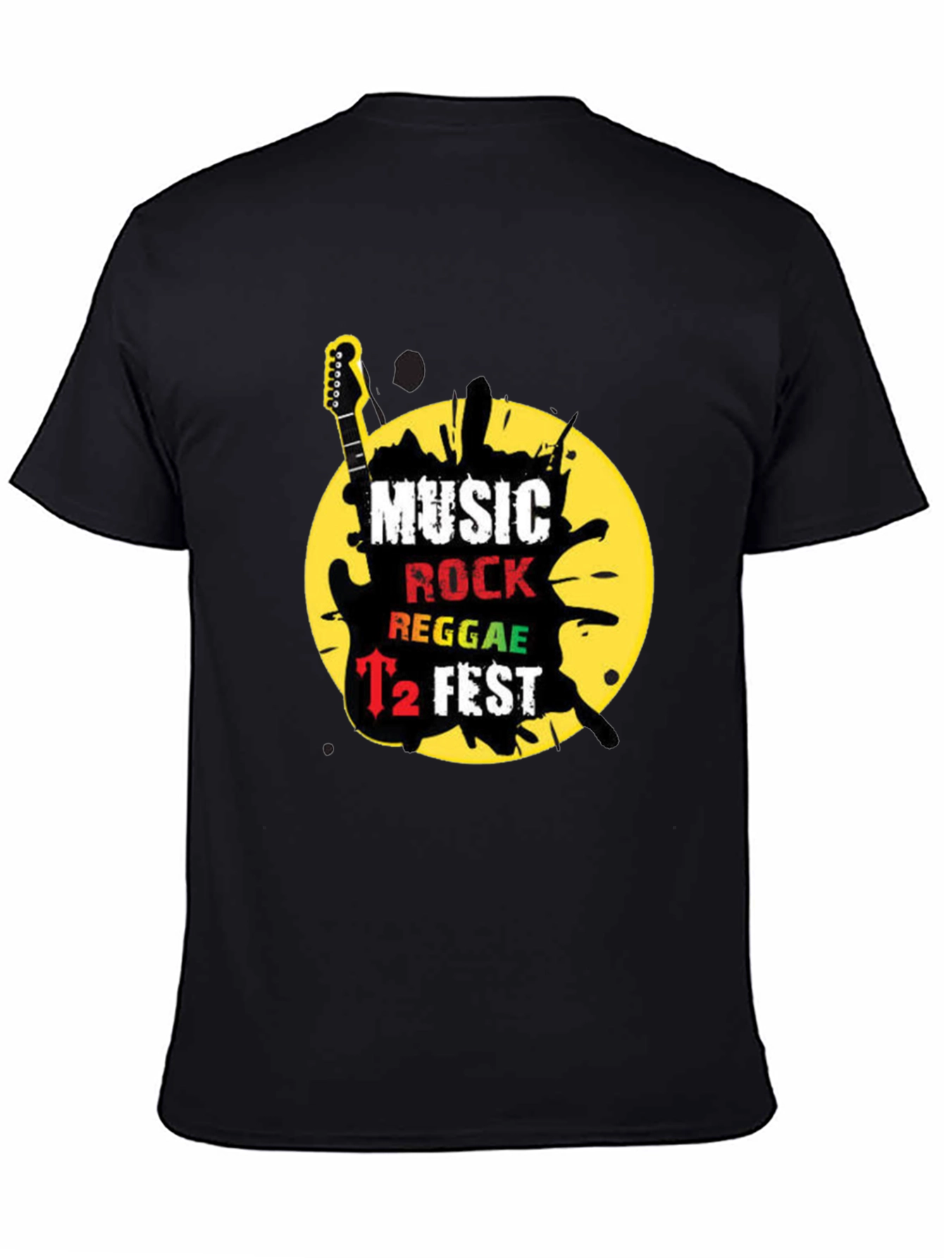 Music Rock Reggae T2 Fest Black Graphic T-Shirt