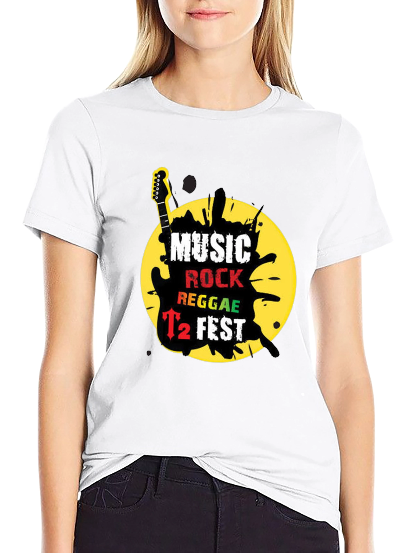 Music Rock Reggae T2 Fest Black Graphic T-Shirt