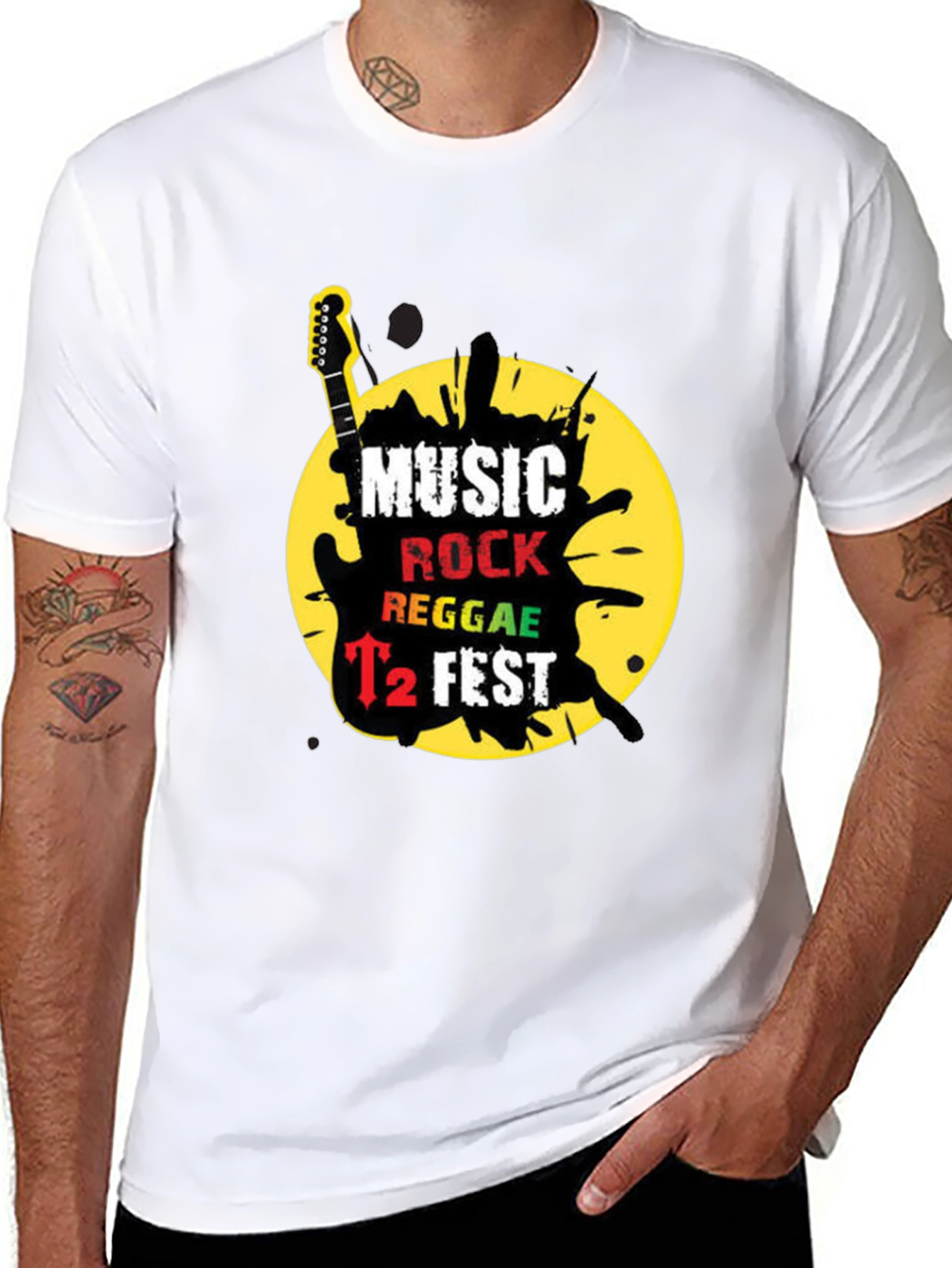 Music Rock Reggae T2 Fest Black Graphic T-Shirt