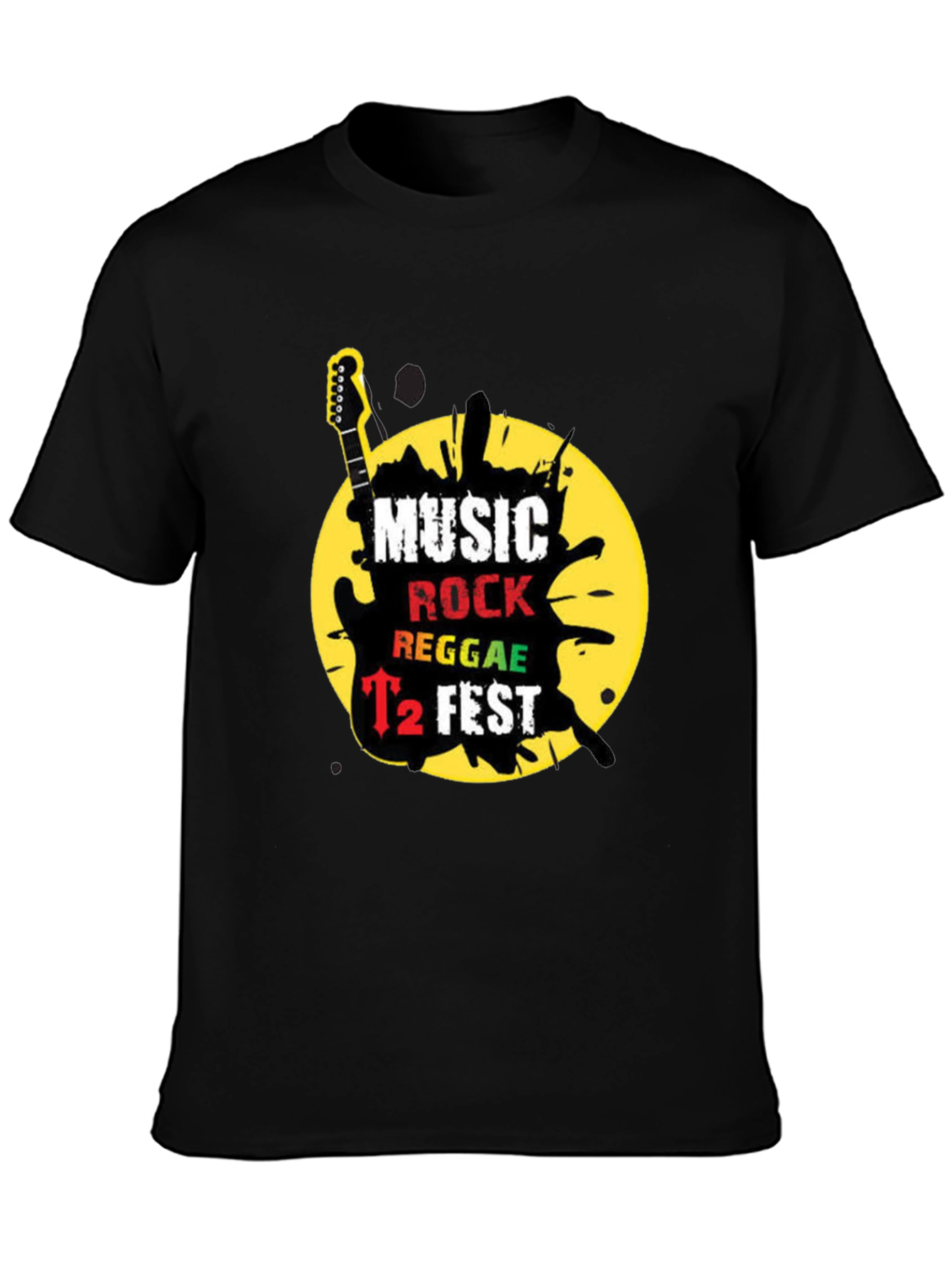 Music Rock Reggae T2 Fest Black Graphic T-Shirt