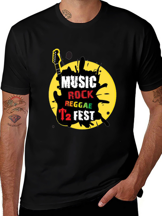Music Rock Reggae T2 Fest Black Graphic T-Shirt