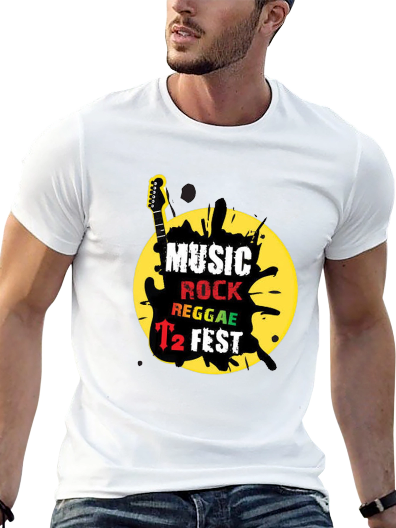 Music Rock Reggae T2 Fest Black Graphic T-Shirt