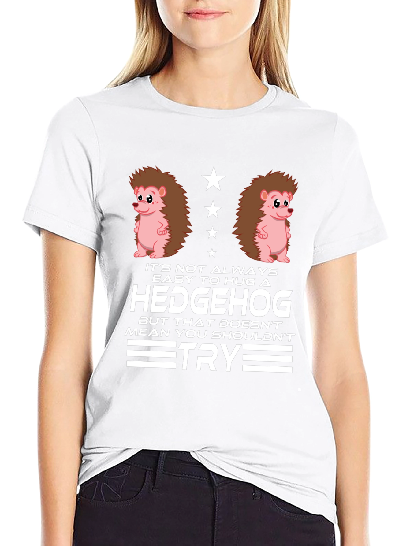 Hedgehog Hug Graphic T-Shirt - Funny Animal Tee