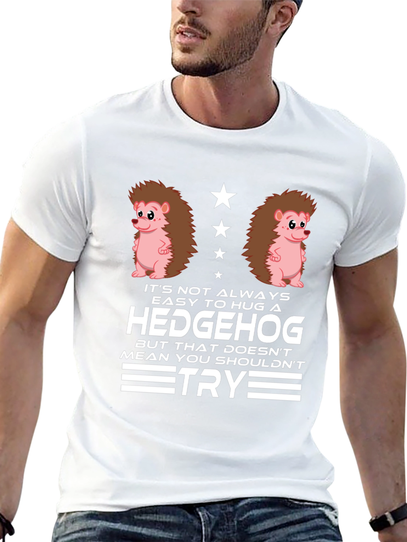 Hedgehog Hug Graphic T-Shirt - Funny Animal Tee