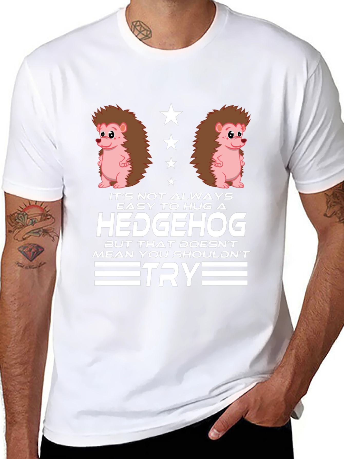 Hedgehog Hug Graphic T-Shirt - Funny Animal Tee