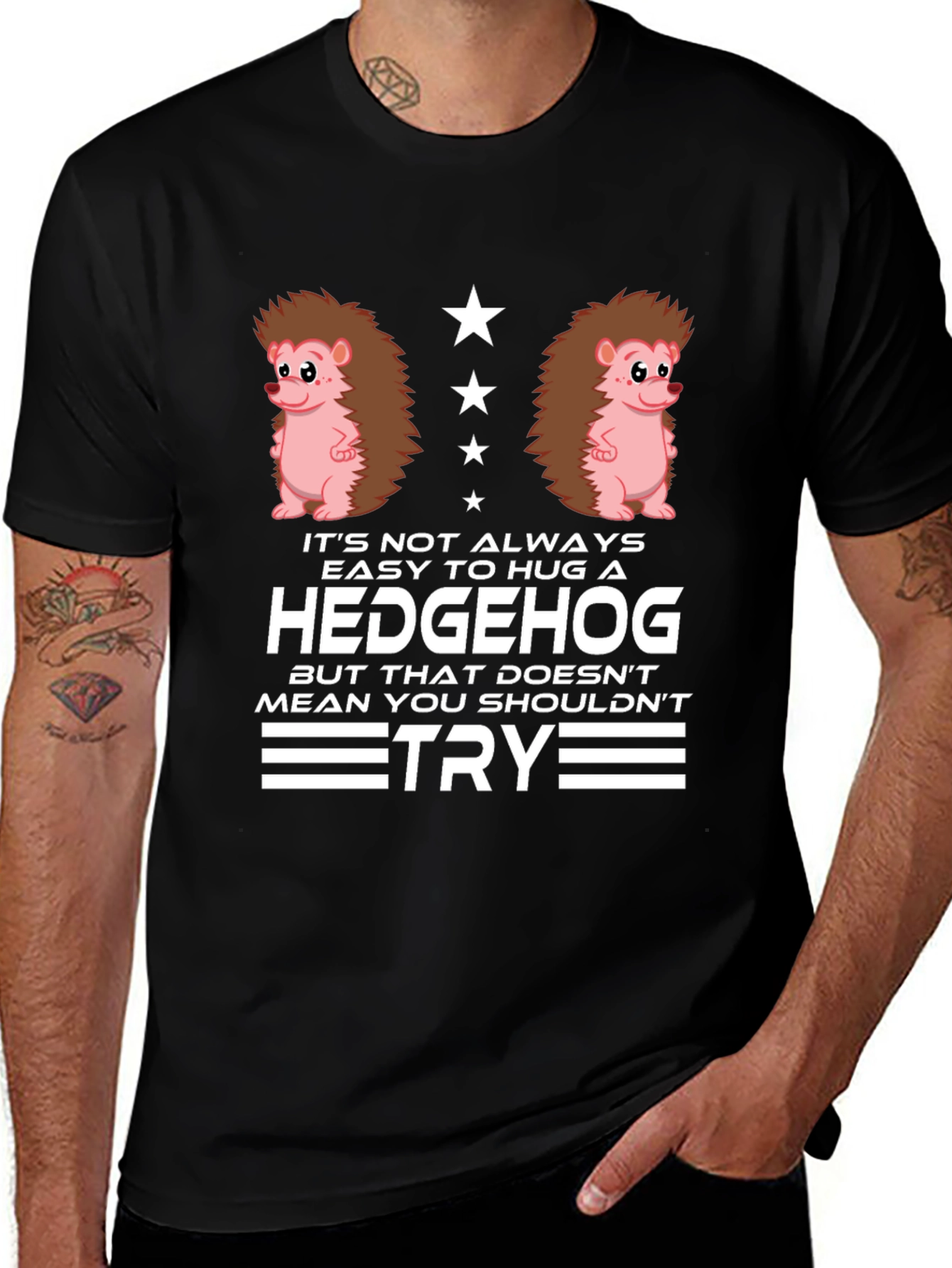 Hedgehog Hug Graphic T-Shirt - Funny Animal Tee