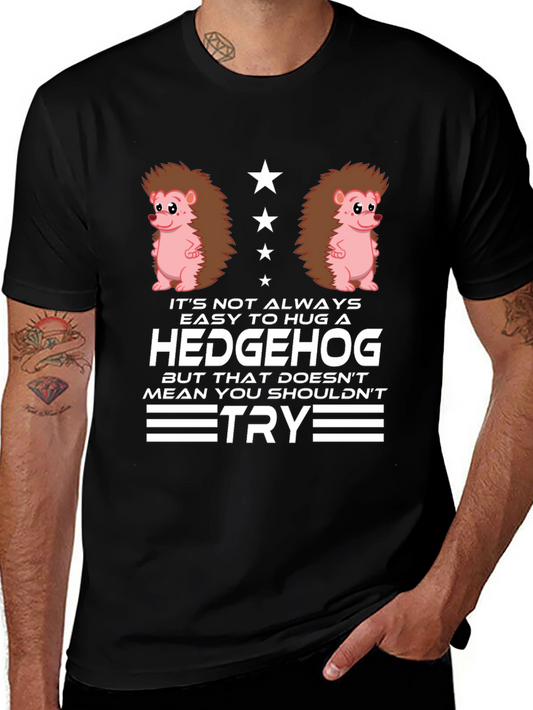 Hedgehog Hug Graphic T-Shirt - Funny Animal Tee