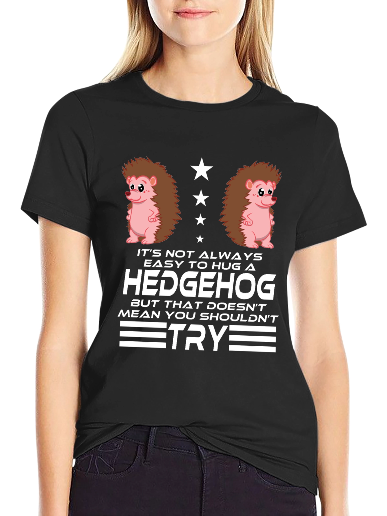 Hedgehog Hug Graphic T-Shirt - Funny Animal Tee