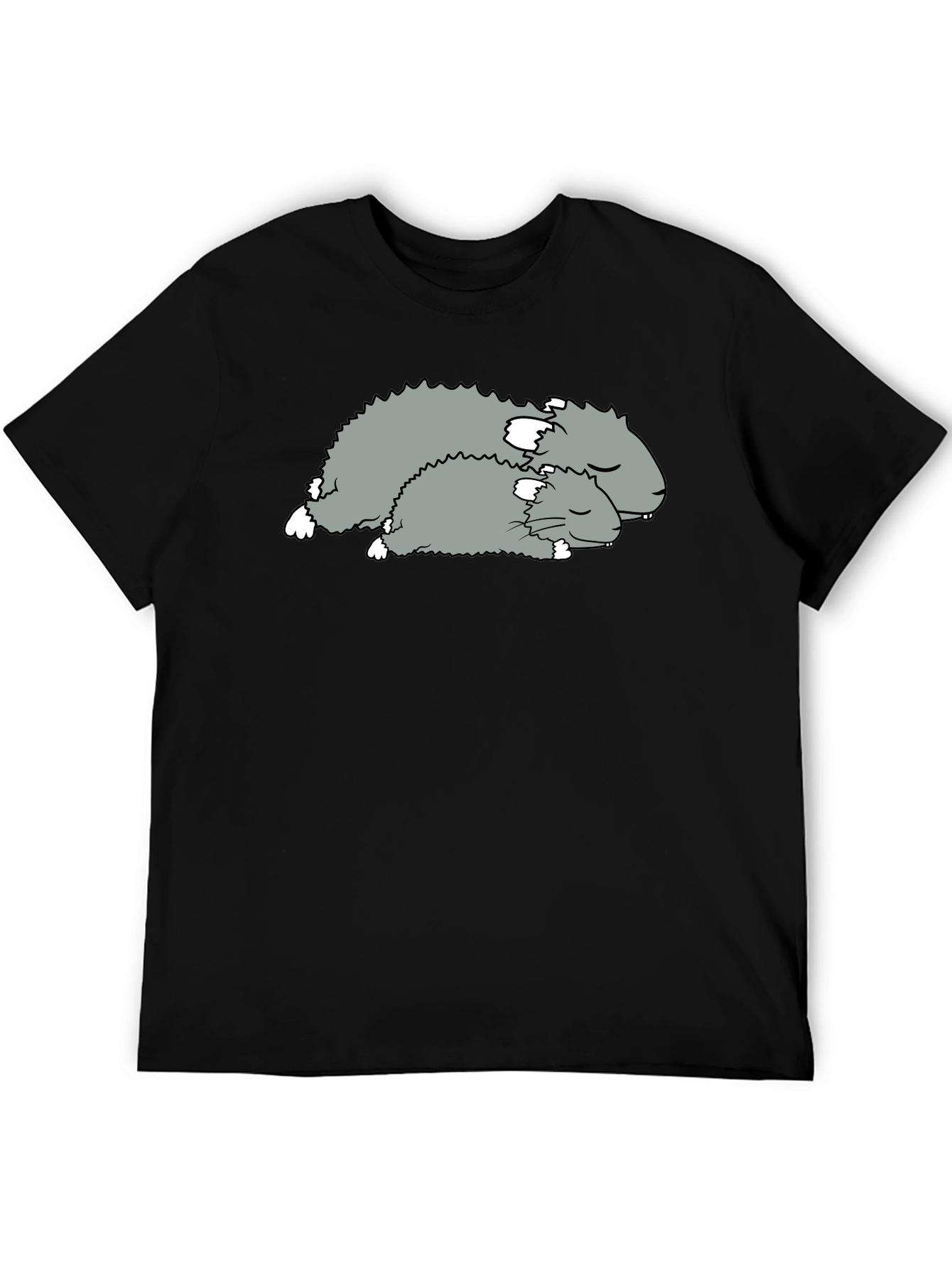 Sleeping Hamsters Graphic Tee - Black Cotton Comfort