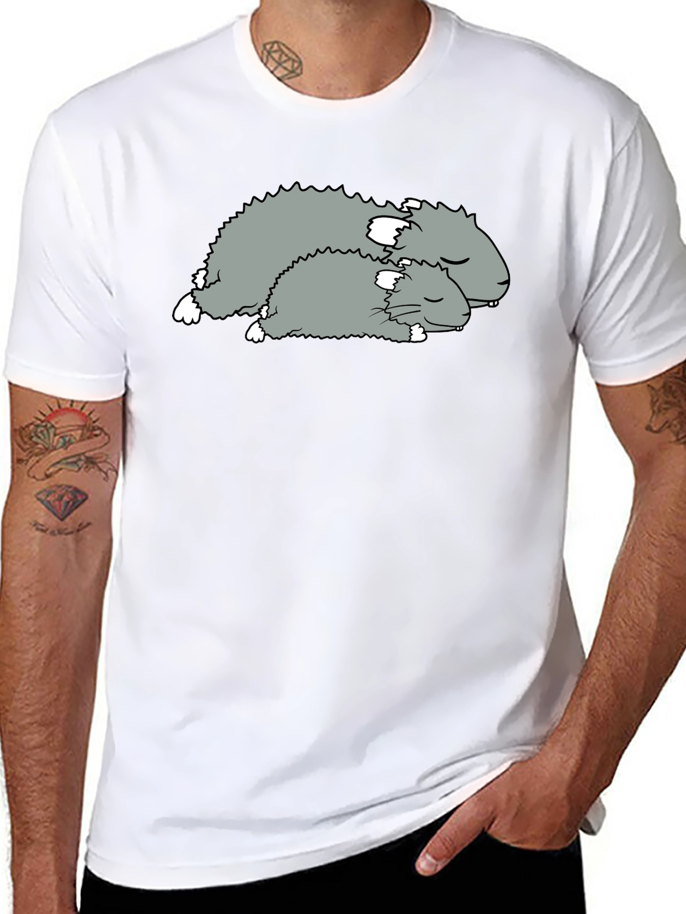 Sleeping Hamsters Graphic Tee - Black Cotton Comfort