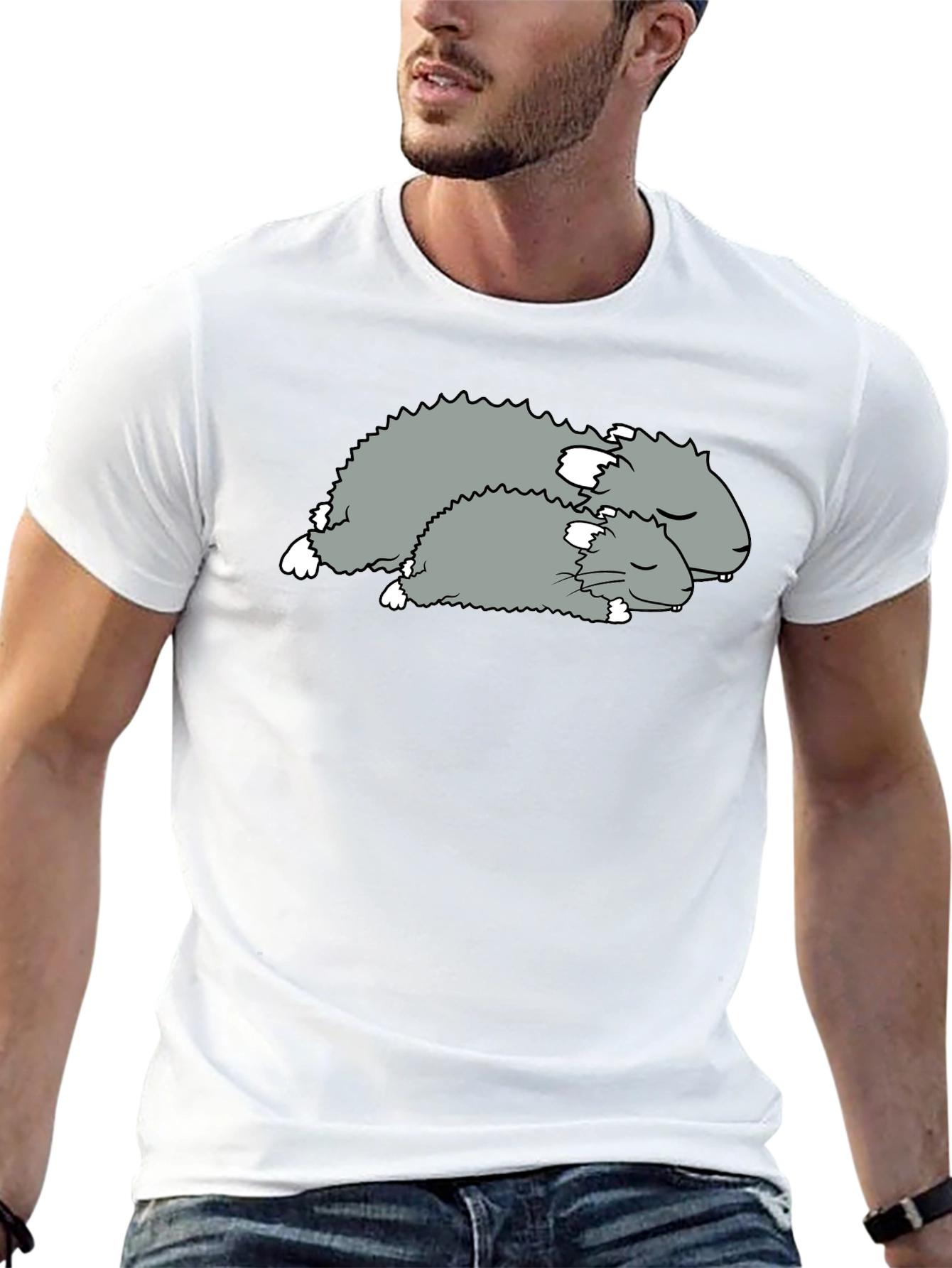 Sleeping Hamsters Graphic Tee - Black Cotton Comfort
