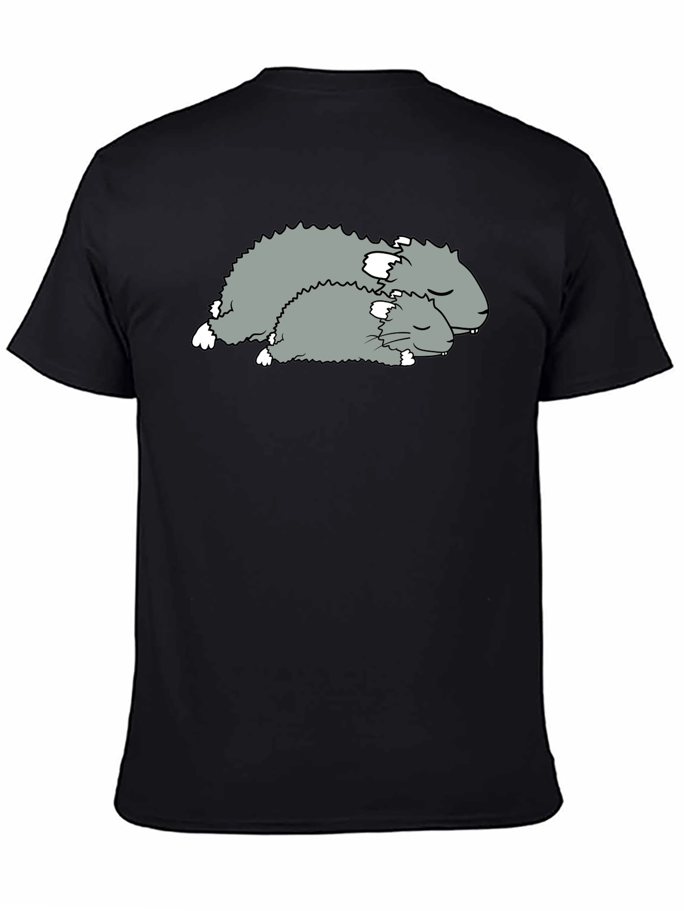 Sleeping Hamsters Graphic Tee - Black Cotton Comfort